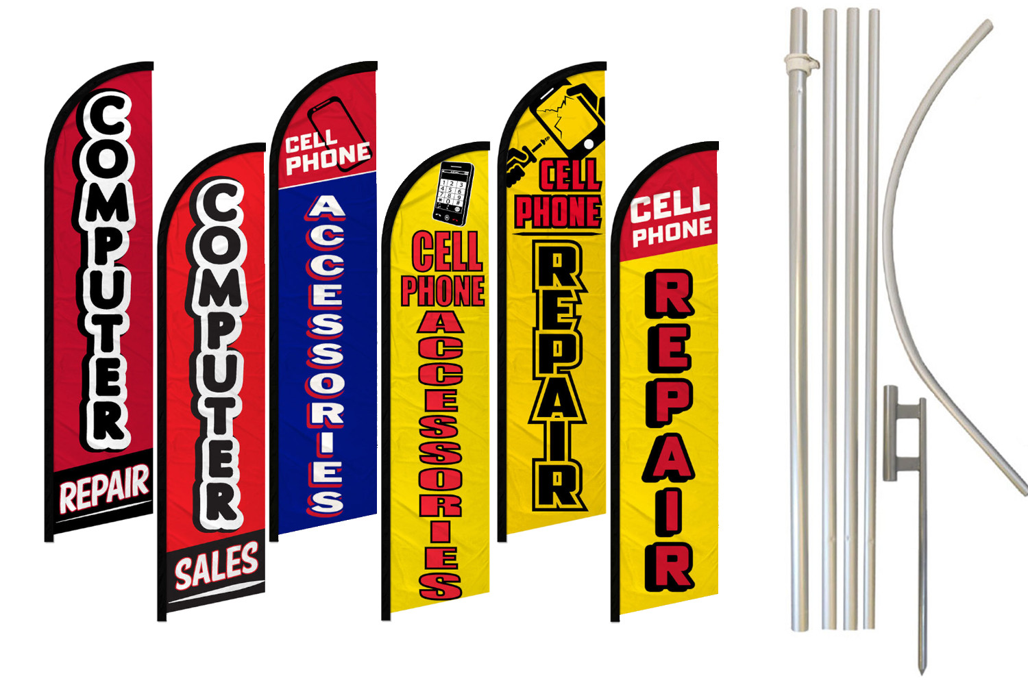 Electronics Full Curve Windless Swooper Flag Pole Kit Cell Phone Repair