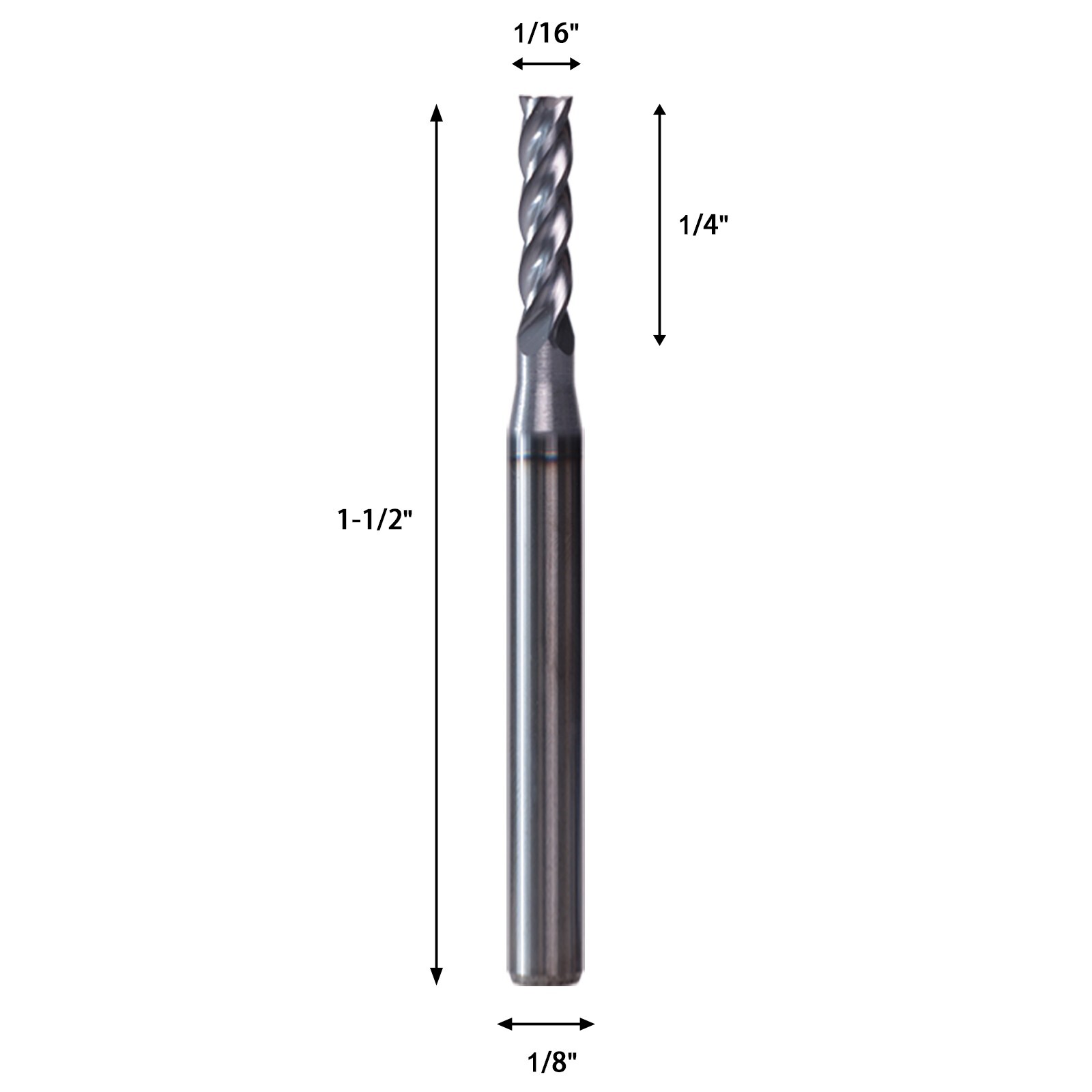 5 PCS 4 Flute 1/16″ Carbide End Mill 1-1/2″ Overall Length -AlTiN Coated NEW