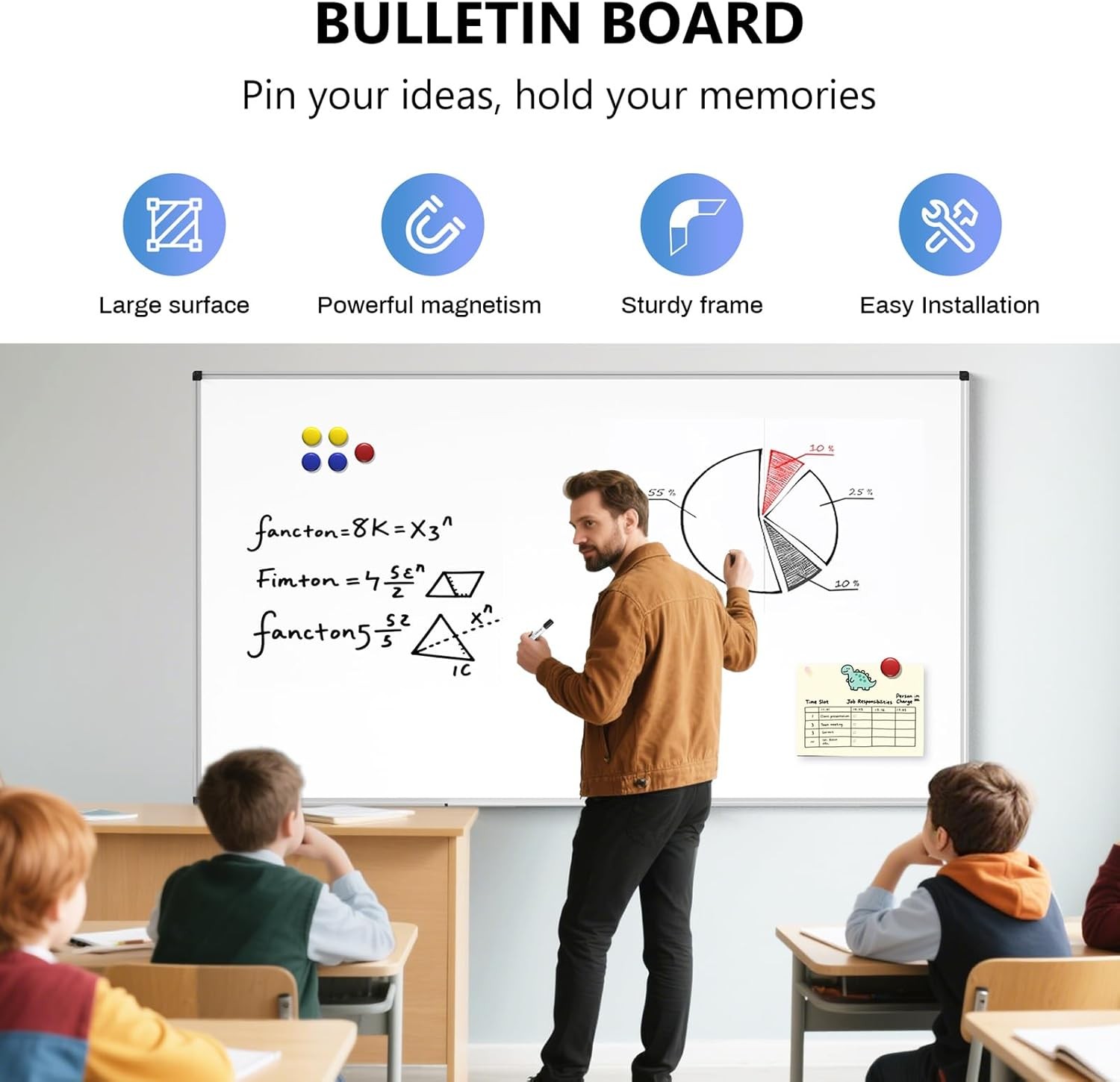 Magnetic Dry Erase Whiteboard 40″ x 72″ White Board Wall-Mounted for Office Home