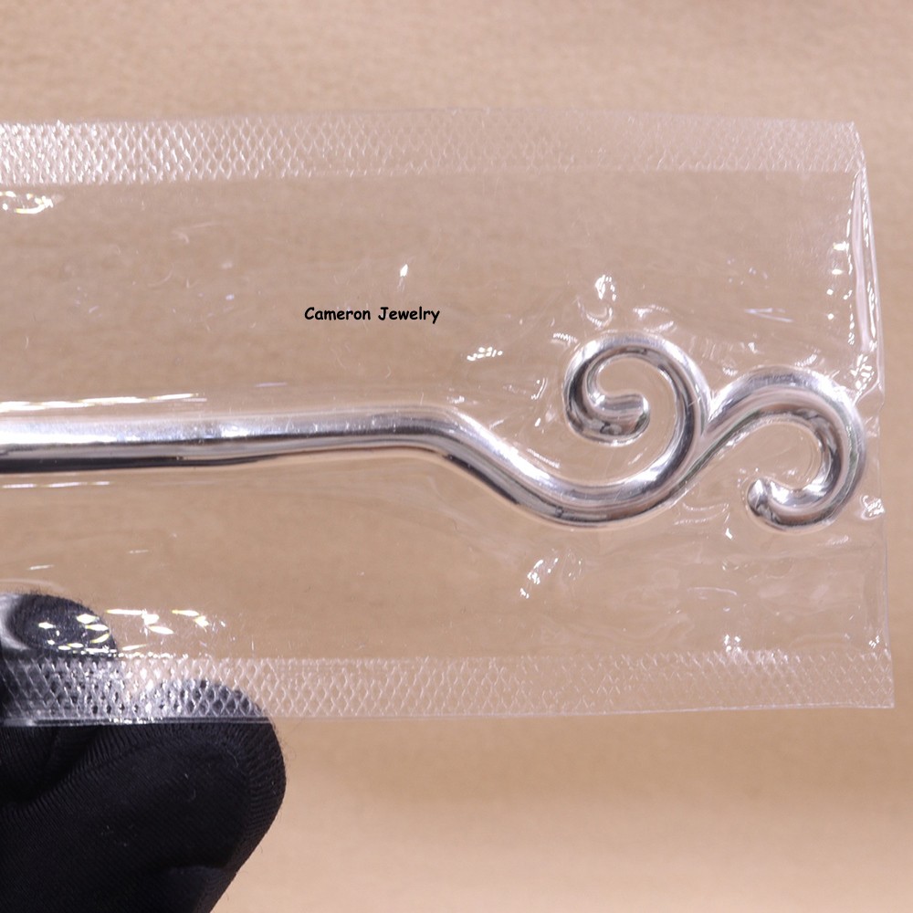 Pure S999 Fine Silver Cloud Spiral Hair Stick Chinese Hair Pin 32-33g 6.3inch