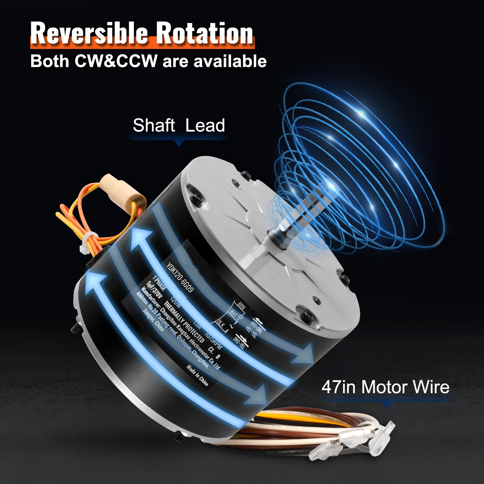 Uimoso Condenser Fan Motor 1/6HP 1075RPM 1.0A 208-230V OGD1016