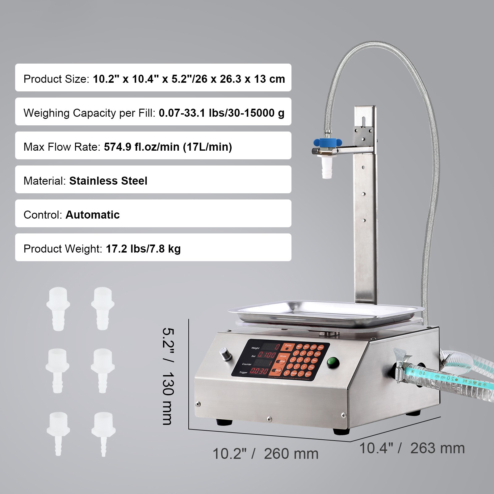 VEVOR Automatic Liquid Filling Machine Digital Control Bottle Filler 30-15000 g