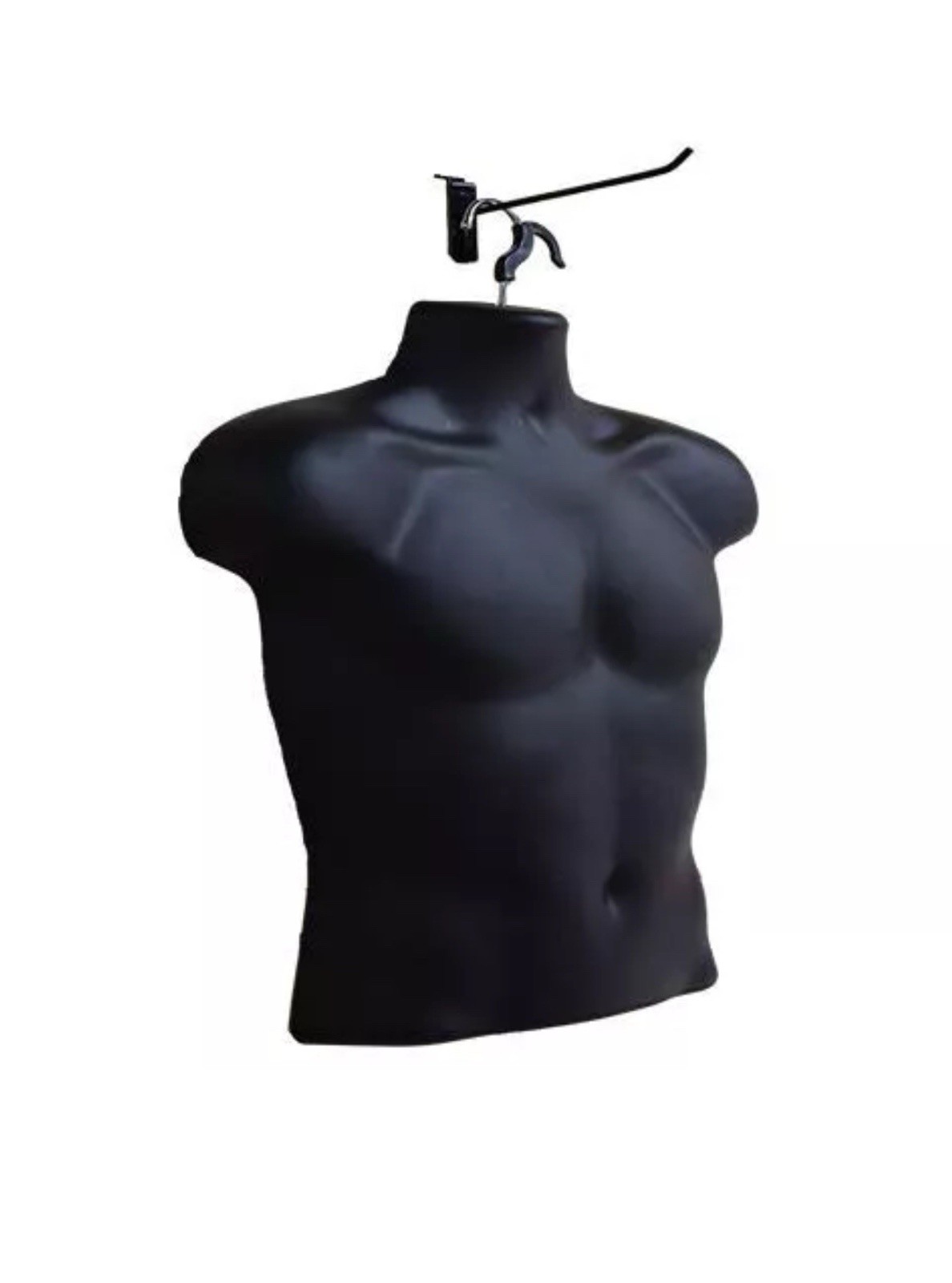 Torso Form Molded Man’s Shirt Frosted Fits S – L Hanging Male Mannequin Black