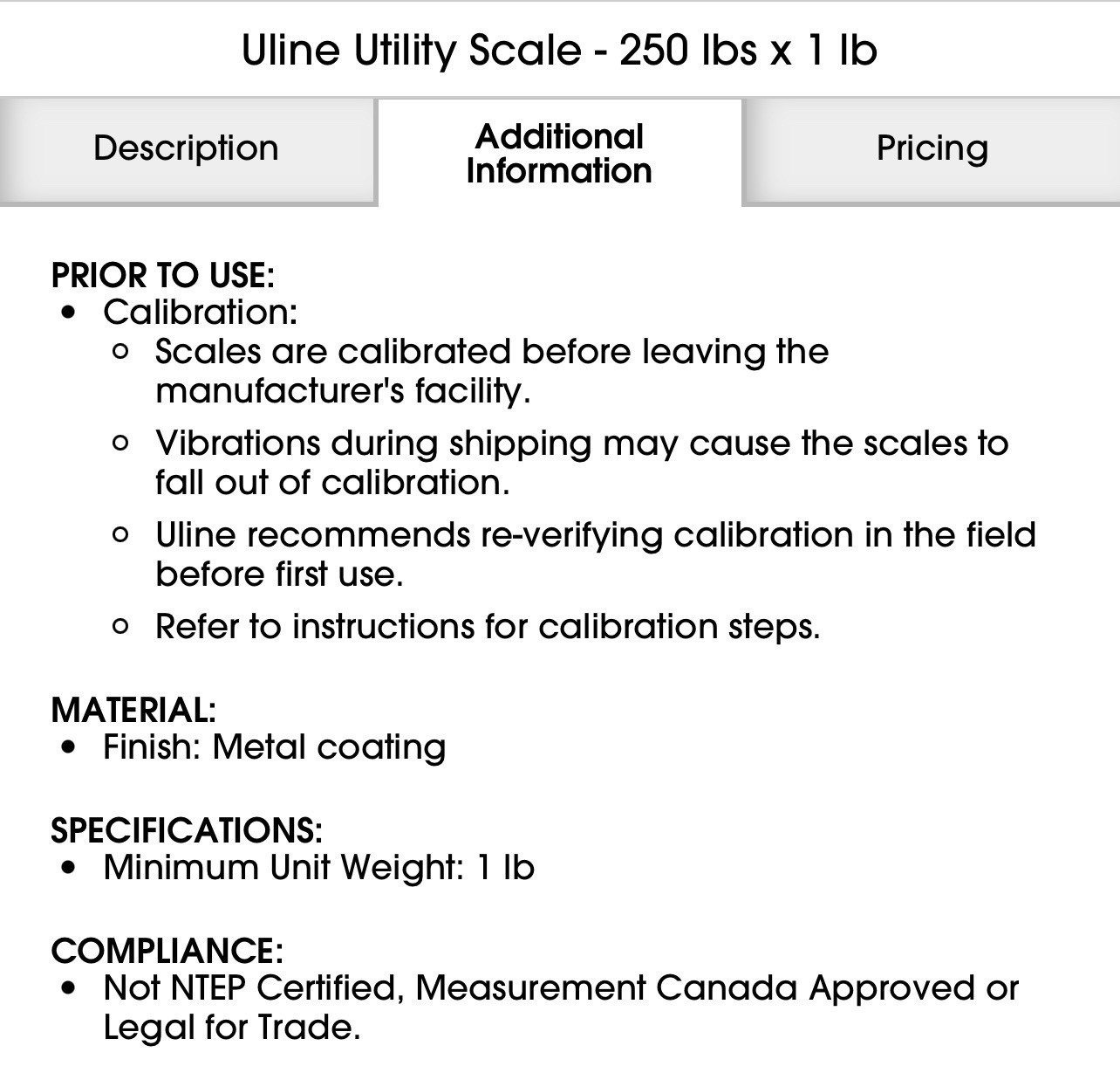 ULINE Commercial SCALE. Gently Used. Excellent Condition Free Shipping