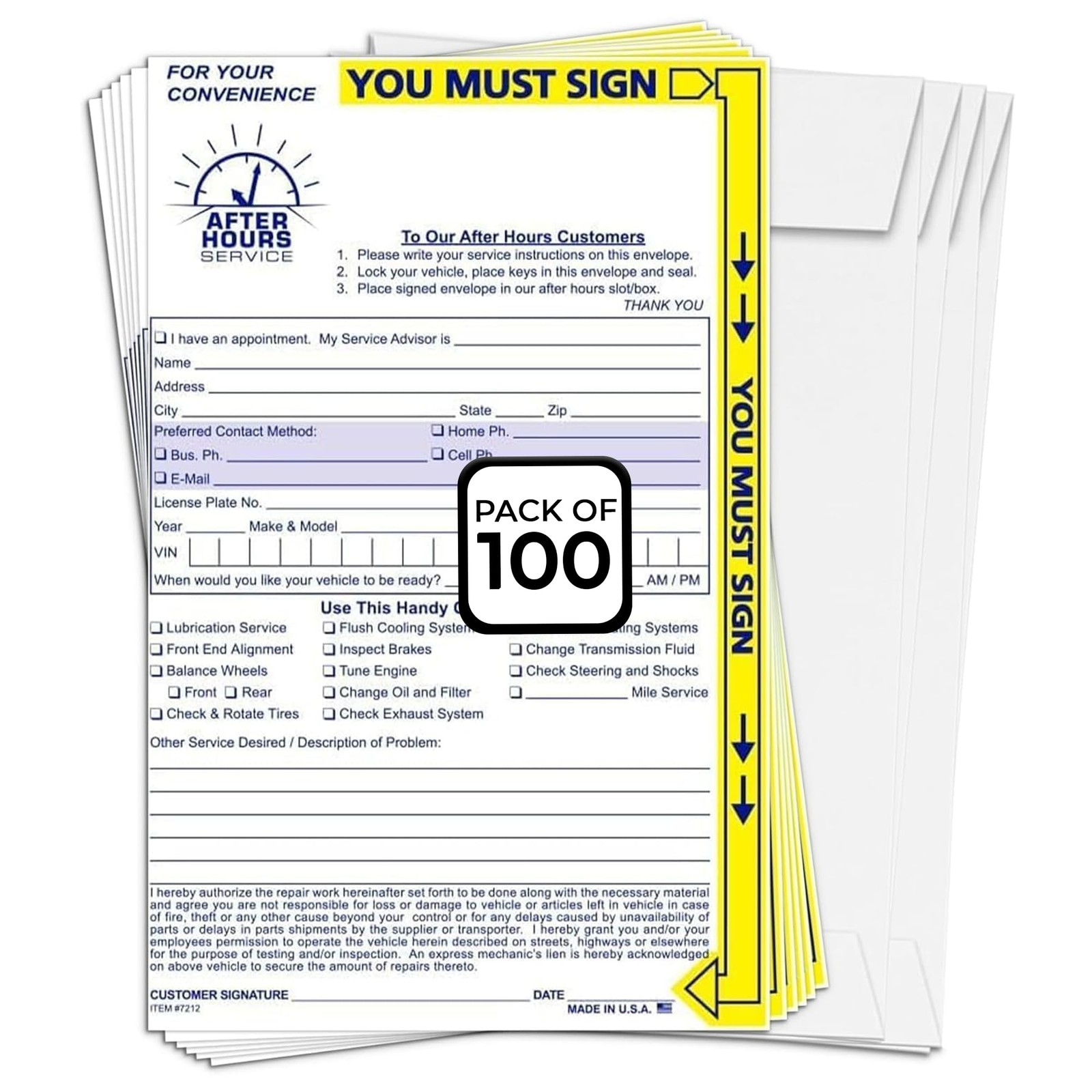 100 PCS After Hours Key Drop Envelopes 6×9 Inch 24 lb White Wove Top Opening