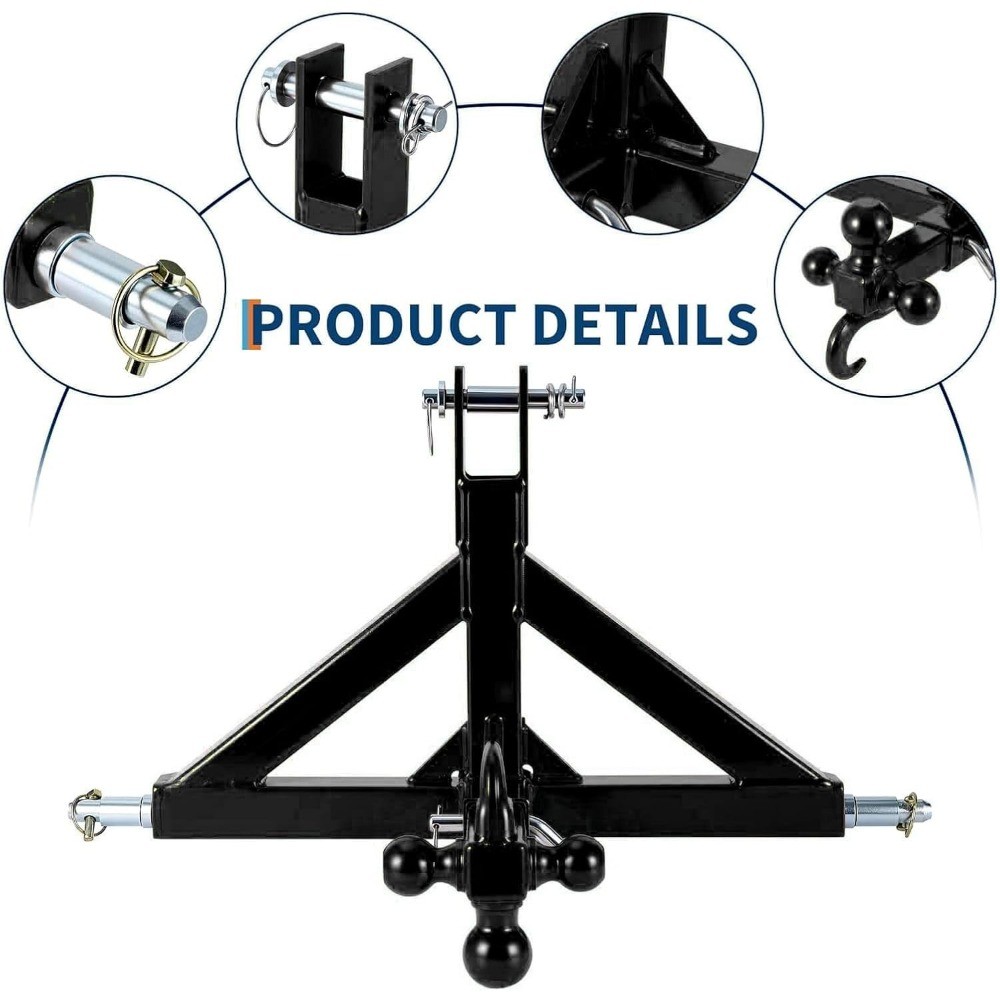 3-Point Quick Hitch 2″ Trailer Receiver For Category 1 Tractors Drawbar Attach