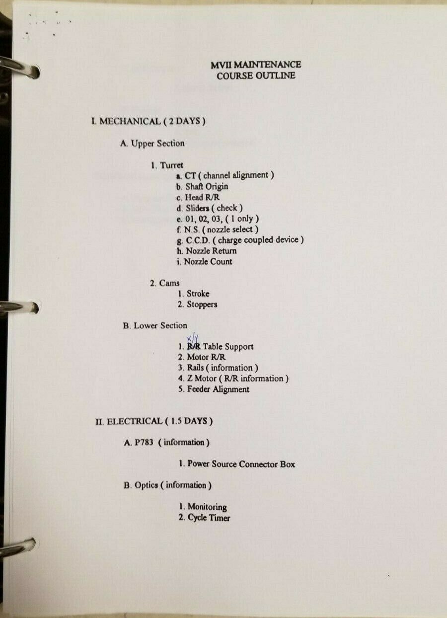 Panasonic Panasert MV-II MV2 Ops,Maint,Tech / MV2C Tech Manual NM-2558 / NM-2559