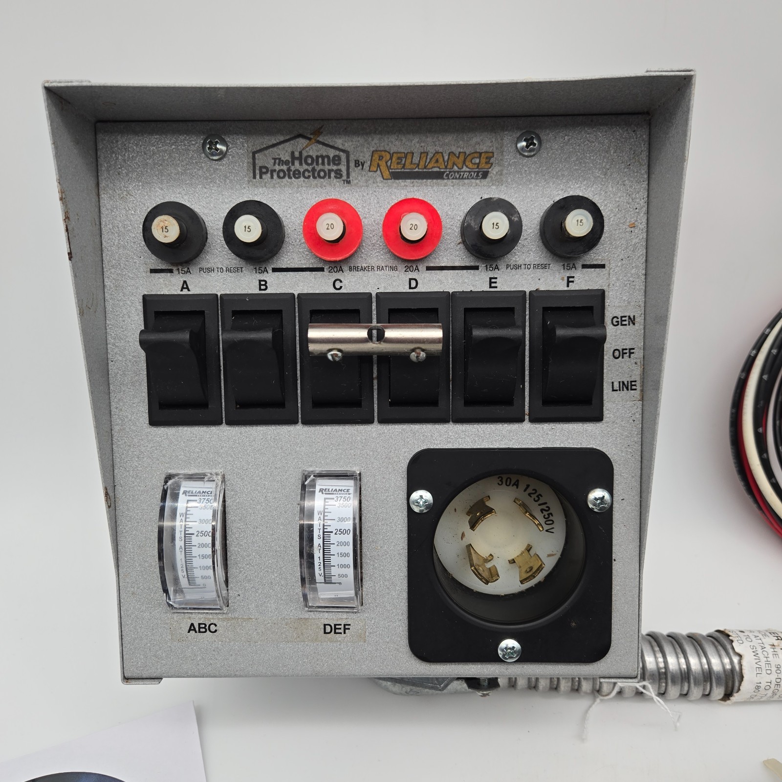 Reliance Controls 30216B 6 Circuit 30Amp Generator Standby Power Transfer Switch