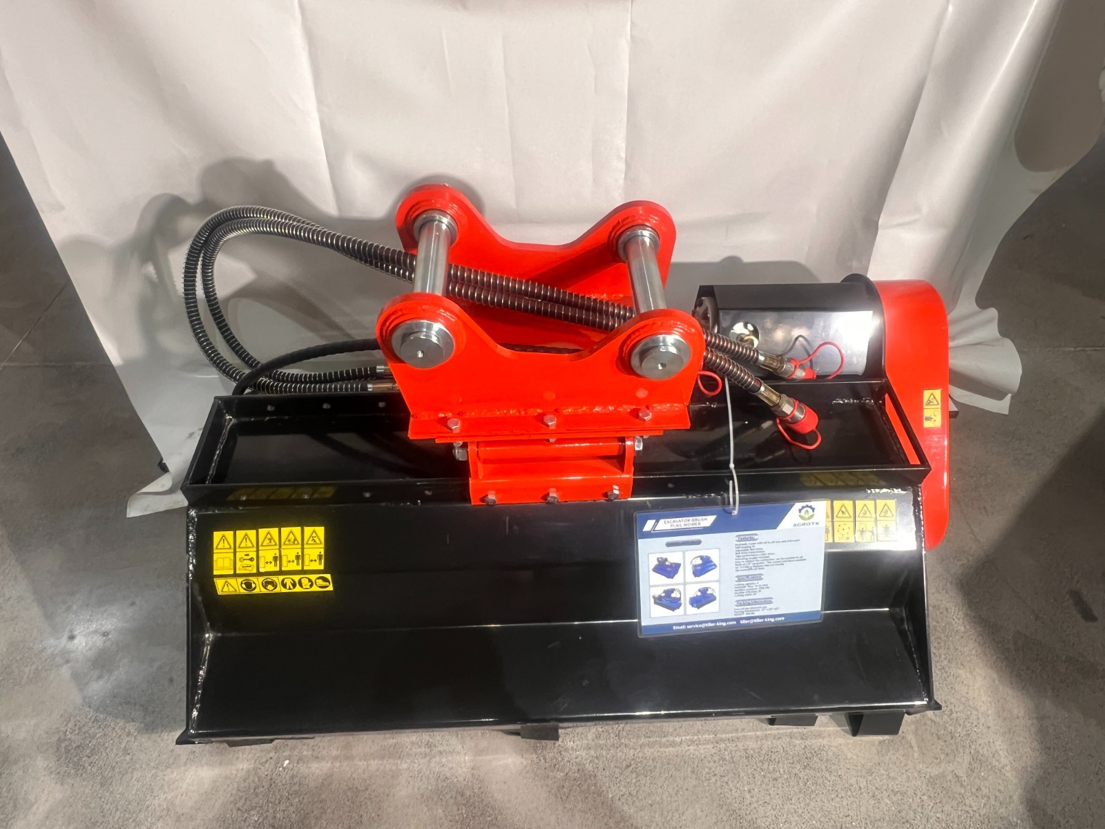 43″ Flail Mower Attachment Excavator Hydraulic Mowing Fit for 3-8Ton Mini Digger