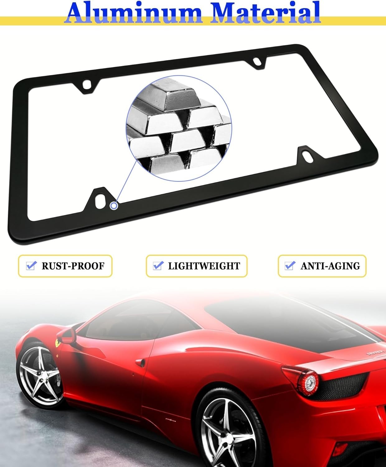 Magnetic License Plate Holder 4 Pack Neodymium Mount with Rubber Coating Black