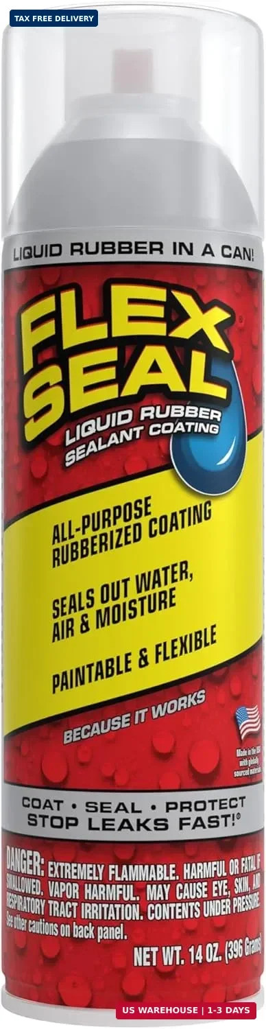 Flex Seal, 14 oz, Clear, Stop Leaks Instantly, Transparent Waterproof Rubber Spr