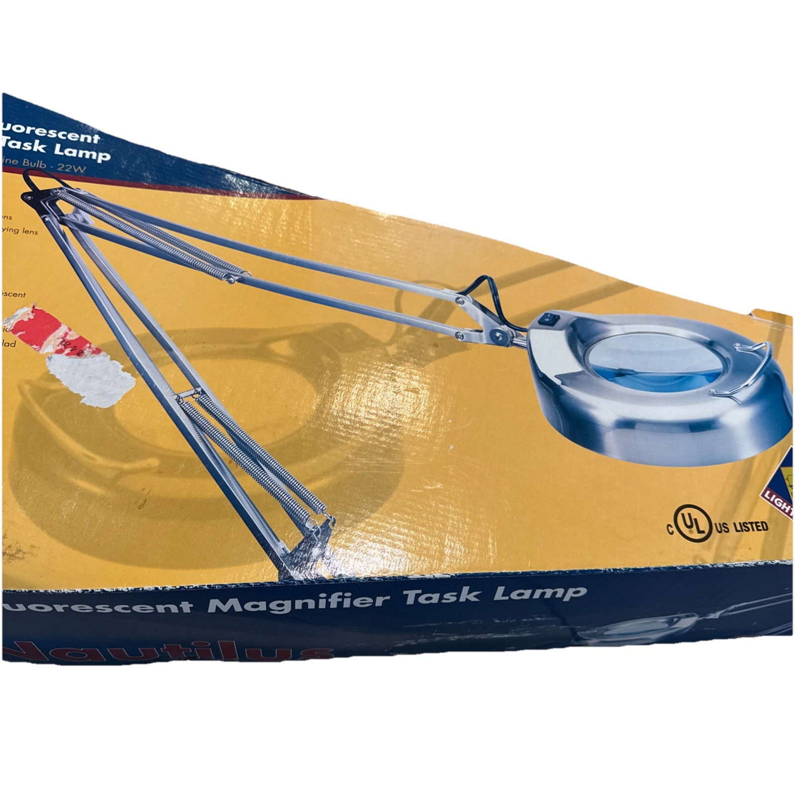 Chrome Magnifying Lamp w/ Clamp Lighted Magnifier Task Light Open Bx Fluorescent
