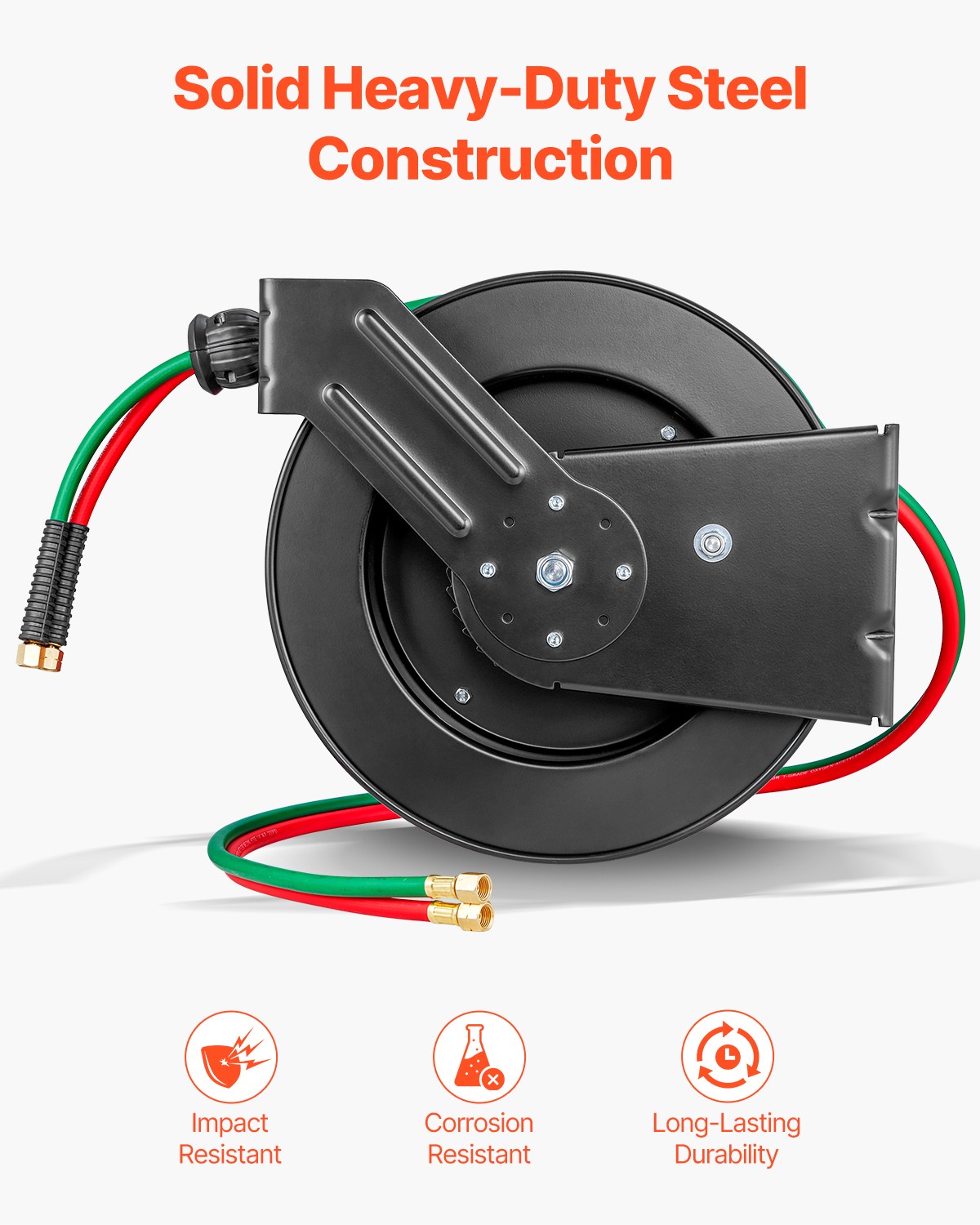 VEVOR Retractable Welding Hose Reel 1/4 in x 50FT Oxygen Acetylene Rubber Hose