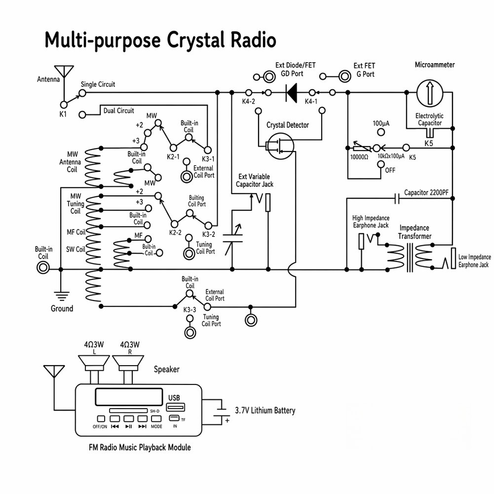 Metal Body For crystal Radio with 200x120x80mm Dimensions and For fm Support