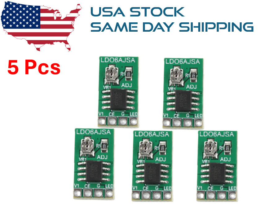 5Pcs DC 3.3V 3.7V 5V LED Driver 30-1500MA Constant Current Adjustable Module PWM