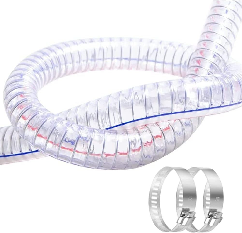 3/4″ ID x 1″ OD, 10FT length Steel Wire Hose PVC Vacuum Tubing with 2 Stainle…