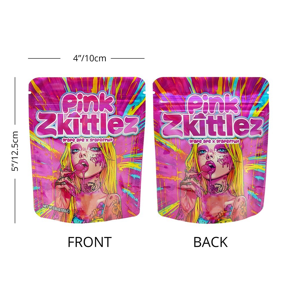 100pcs Cartoon Candy Holographic Mylar Bags 3.5g Smell Proof Zipper Pouches