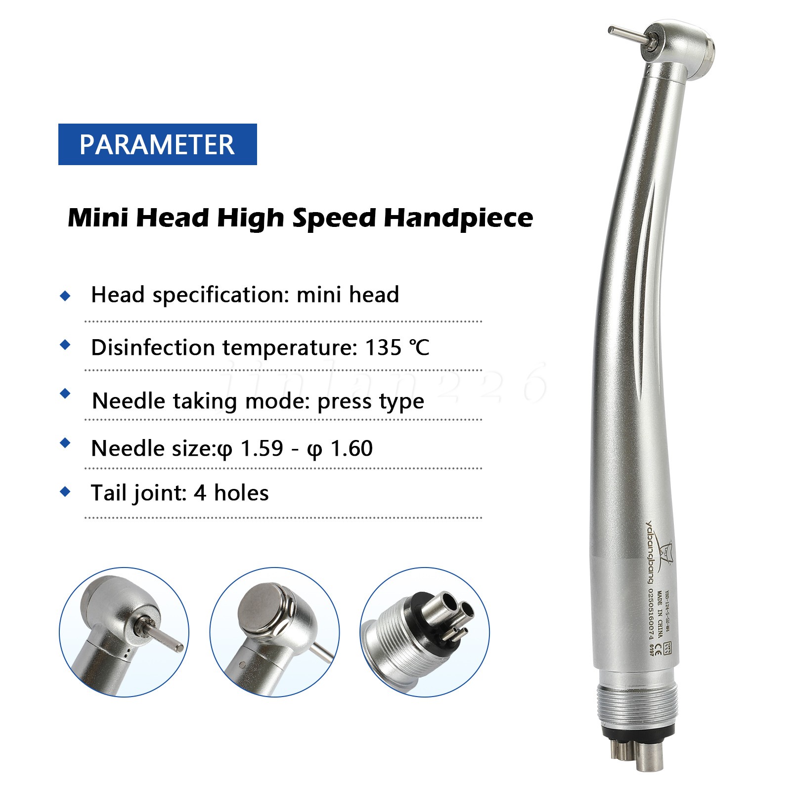 Yabangbang Dental Handpiece Small High Speed Turbine 4Hole NSK Style Mini Head