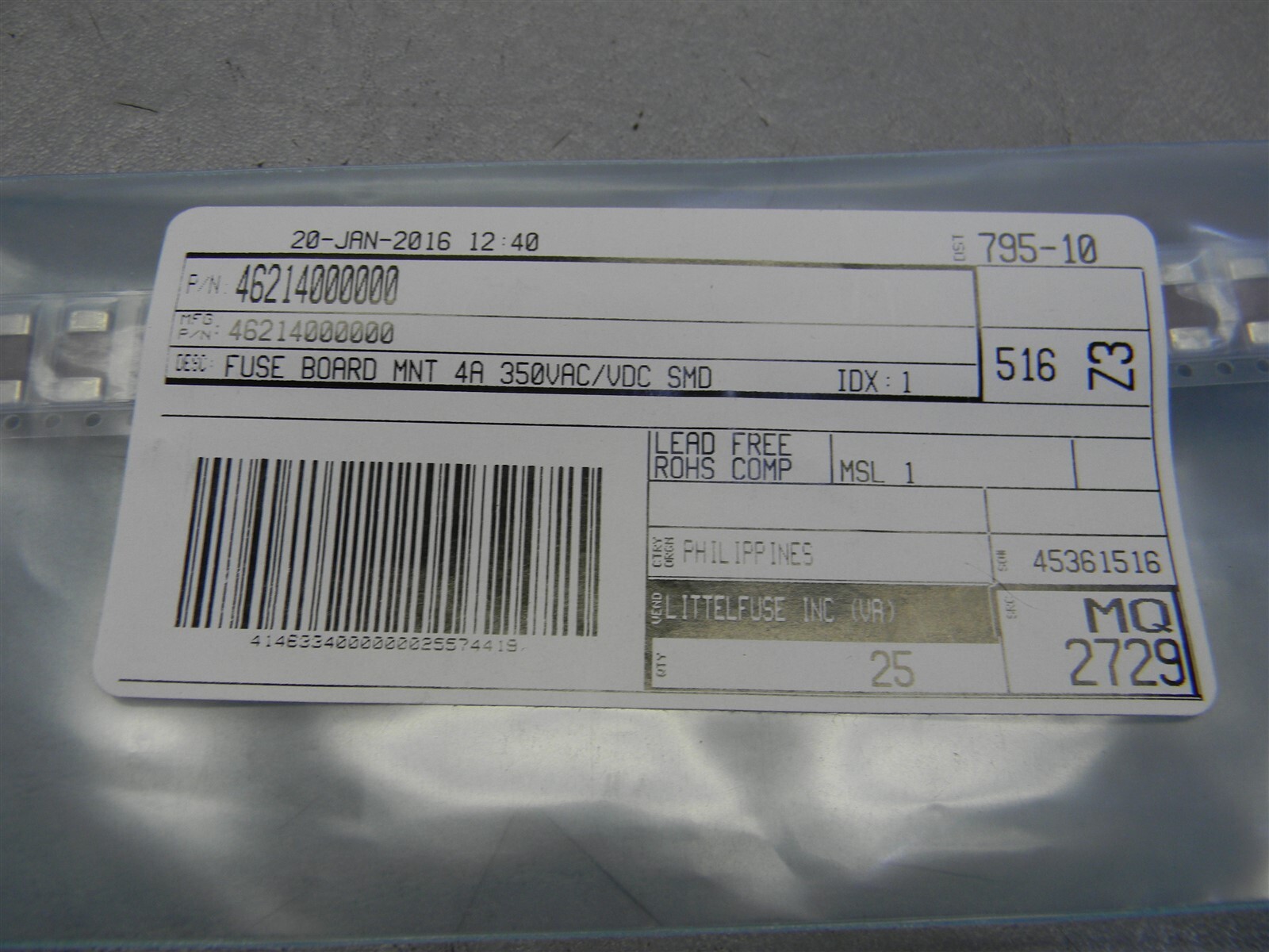 Littelfuse 46205000000 Surface Mount Fuses Cut Tape Mixed Lot of 100