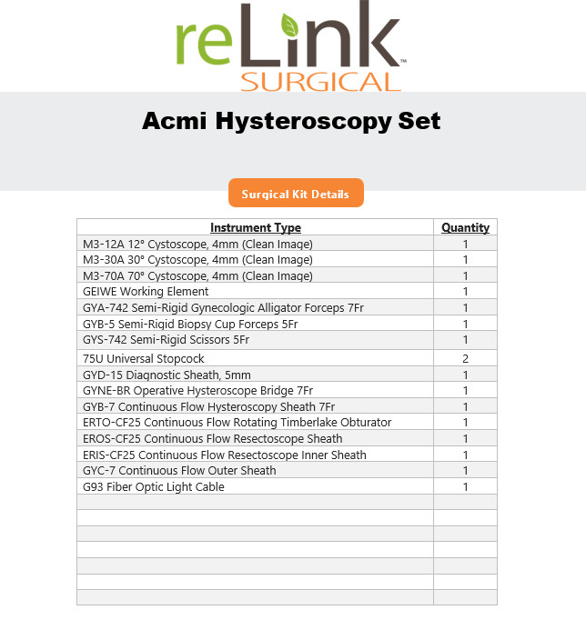 Circon ACMI Instrument Hysteroscope Set