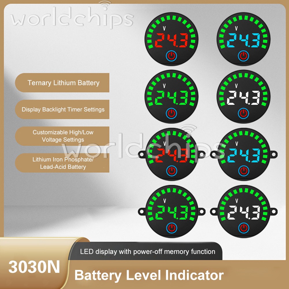 5pcs DC7-55V Acid/Li-ion Volt Indicator Battery Level Display Power-Off Memory