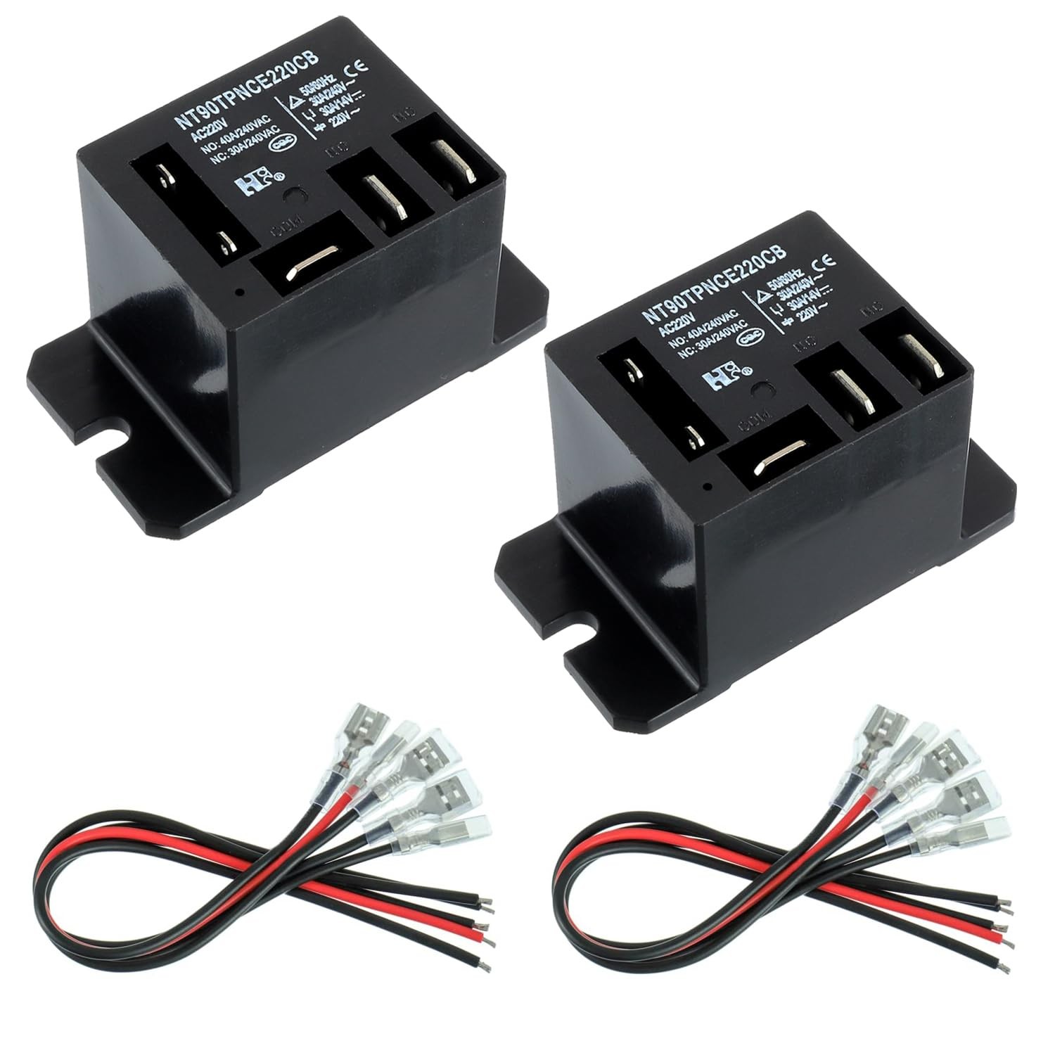 NT90-AC220-10X Power Relay AC 220V Coil 220 VAC 30A 40A SPDT(1NO 1NC) with Fl…