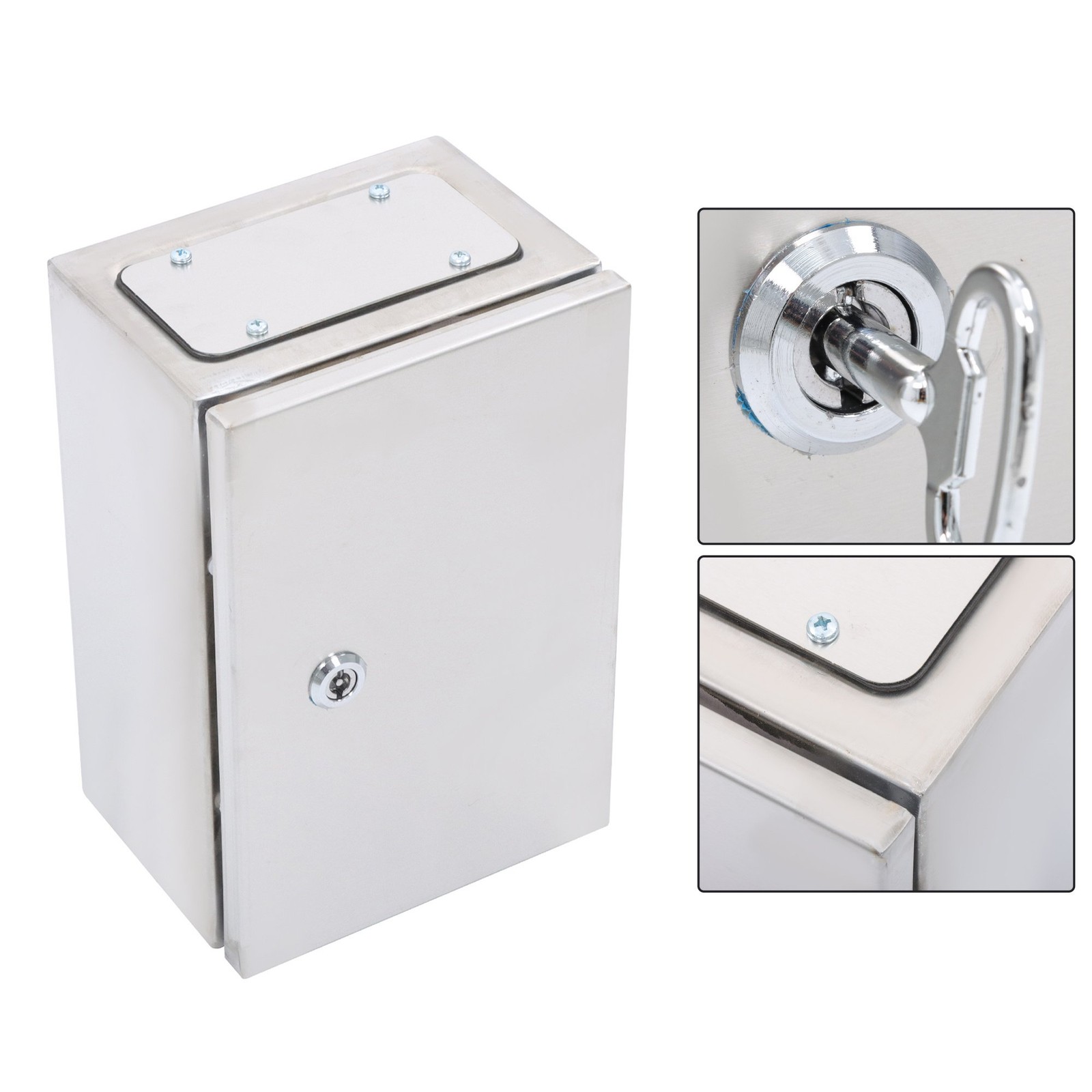 12x8x6″ Stainless Steel Electrical Enclosure NEMA 4X Junction Box Wall-Mounted