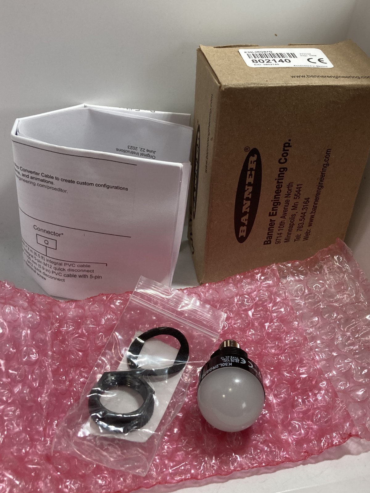 BANNER K30L2RGB7Q EZ-LIGHT 10-30V PROGRAMMABLE MULTICOLOR 5 PIN NIB
