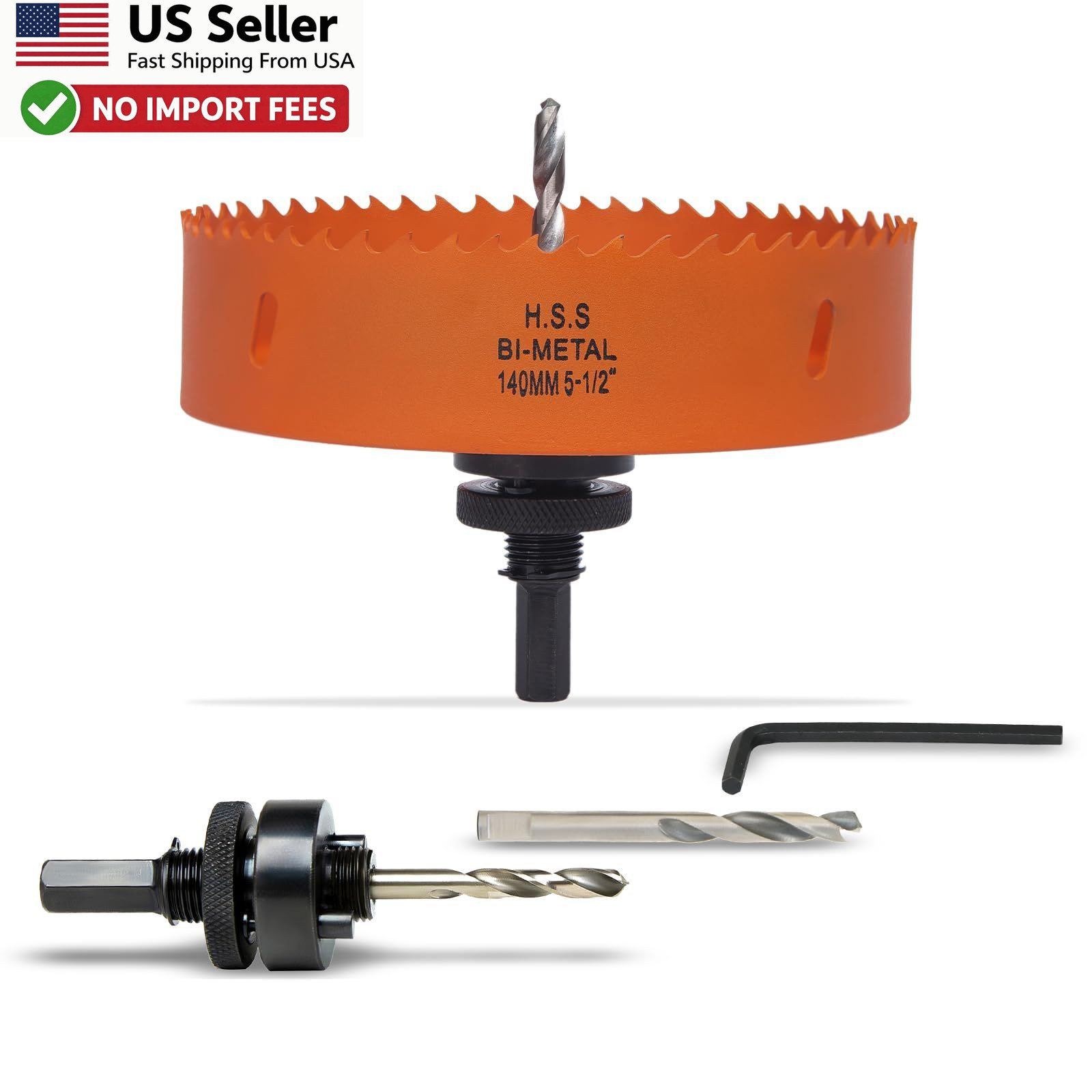5.5 Inch Bi-Metal Hole Saw w/ Arbor for Metal Wood Plastic FROM USA