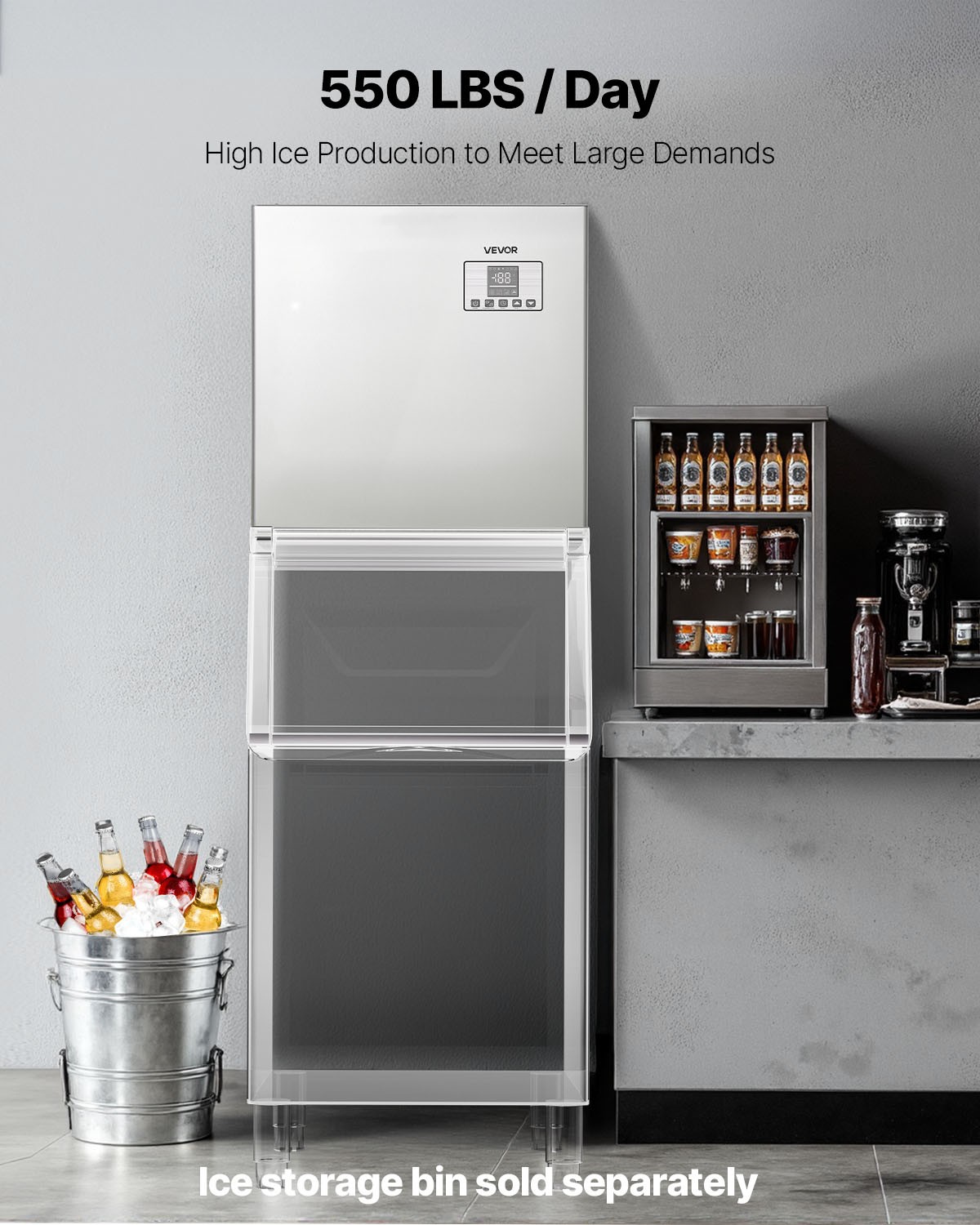 VEVOR Commercial Ice Maker Machine – Head 550 lbs/Day Self-Cleaning Ice Maker
