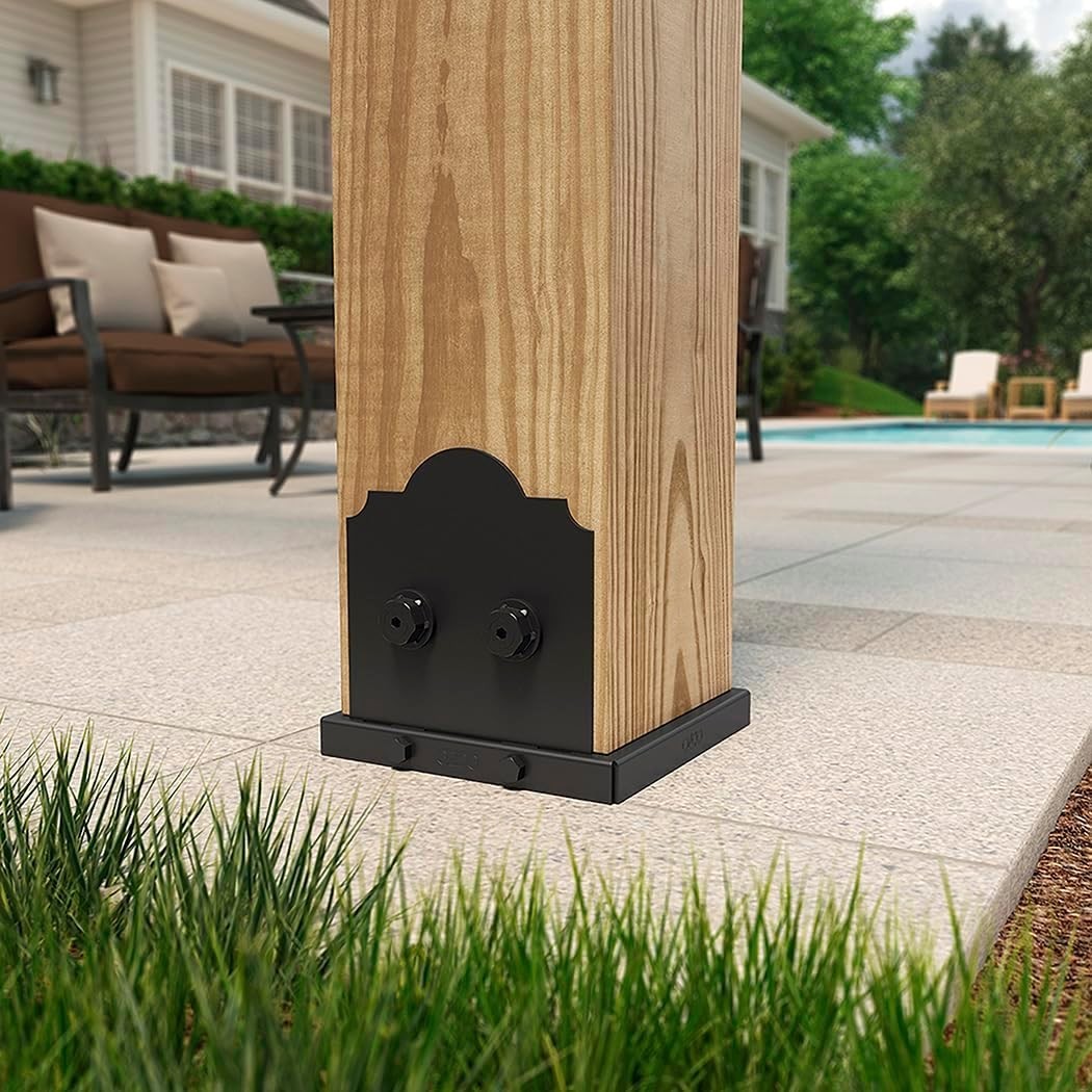 OZCO 54207 Laredo Sunset Lite 4×4 Post Base,Black, 8 pack