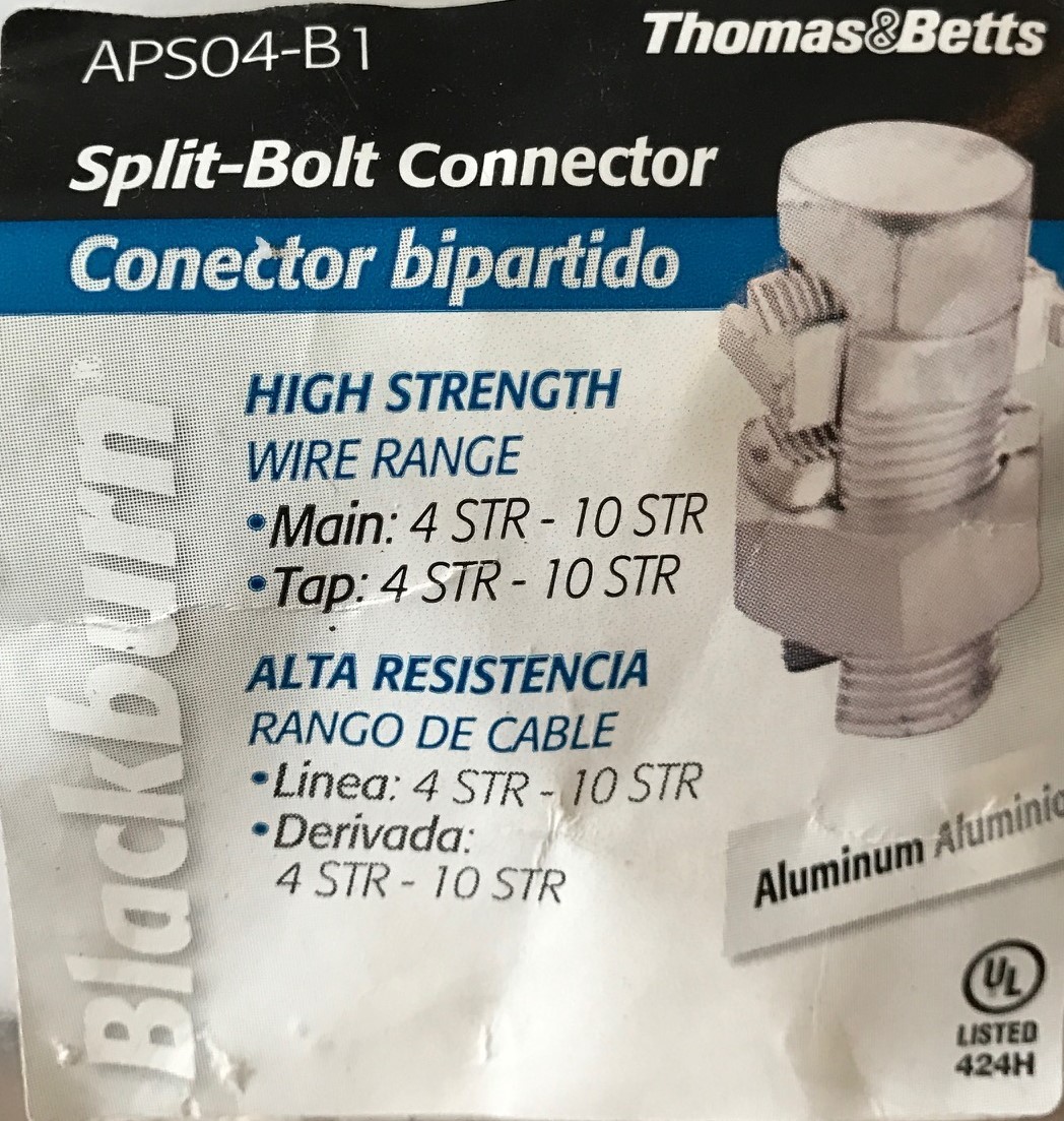 Thomas & Betts 4 STR – 10 STR AWG Split-Bolt Connector – APS04-B1