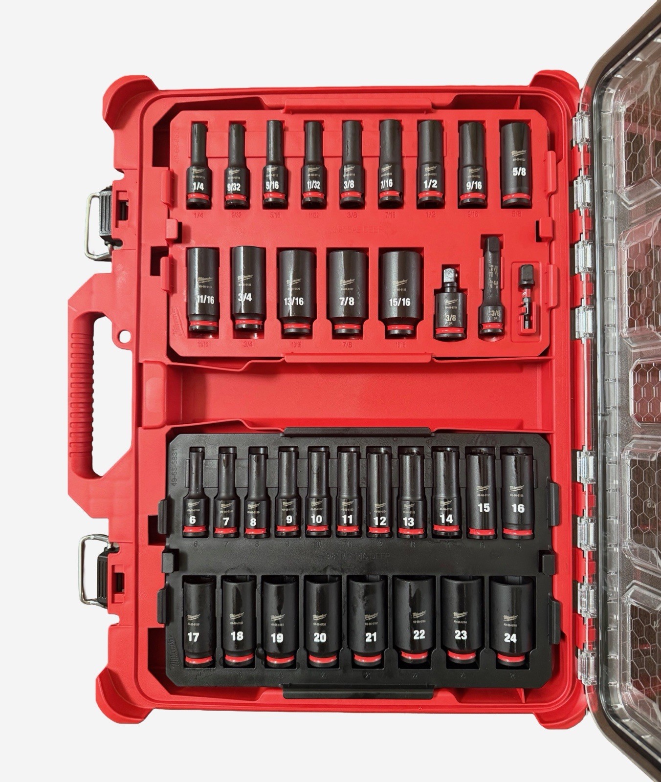 Milwaukee SHOCKWAVE 3/8 in. Drive Metric & SAE Deep Well Impact Socket Set 36-Pc