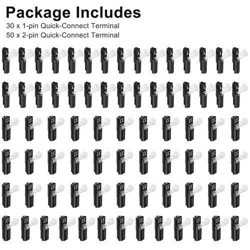 💎80PCS Plug-In Quick Wire Connectors, Reusable Clamp Terminal Blocks for Cables