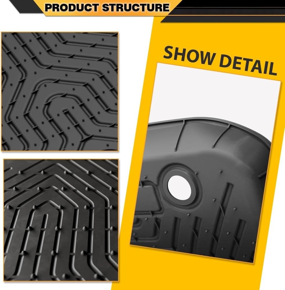 TPE Floor Mats Fit Chevy Silverado GMC Sierra 1500 Double Cab 2014-2019 1st & 2n