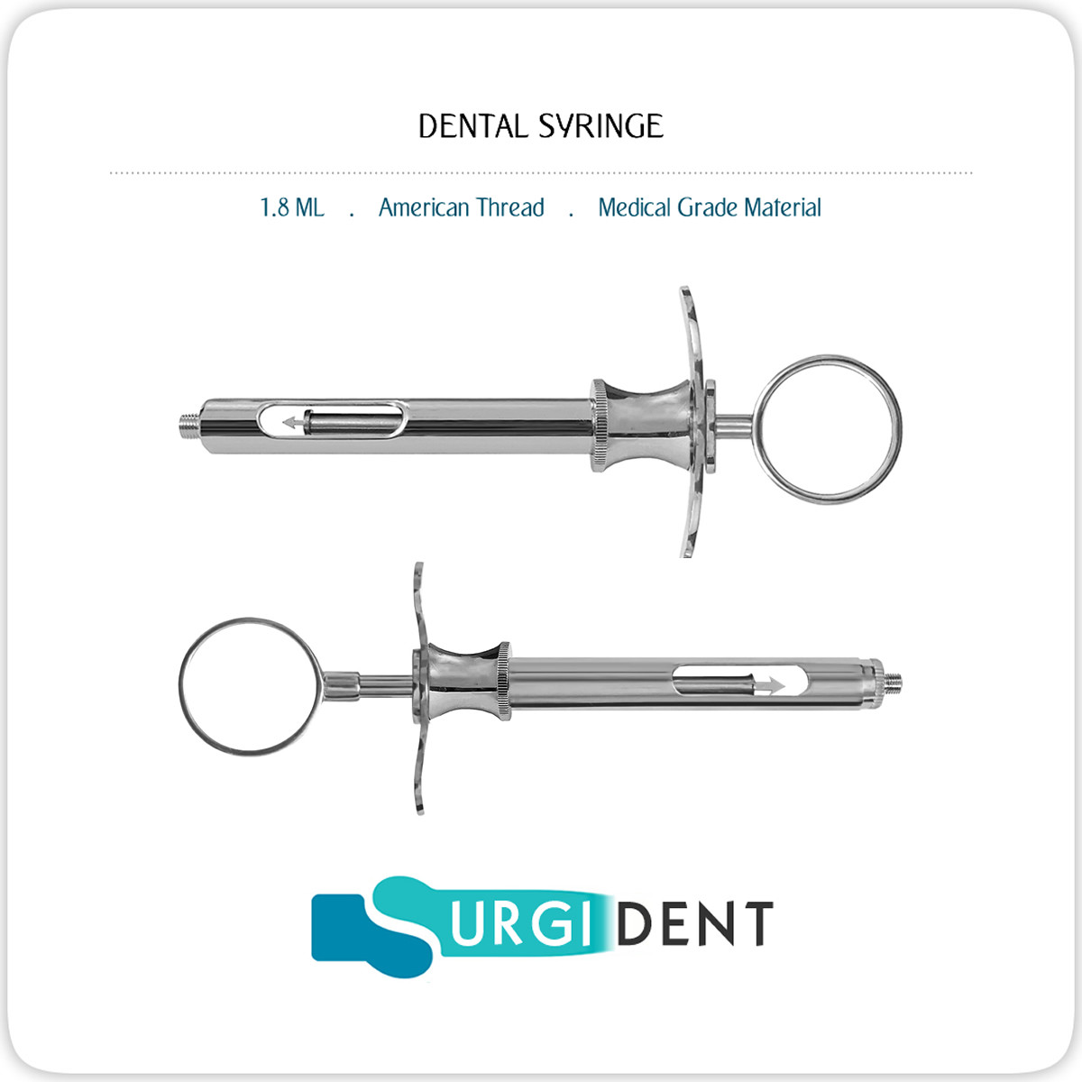DENTAL SYRINGE 1.8ML ANESTHETIC ASPIRATING INSTRUMENTS “SET OF 2”
