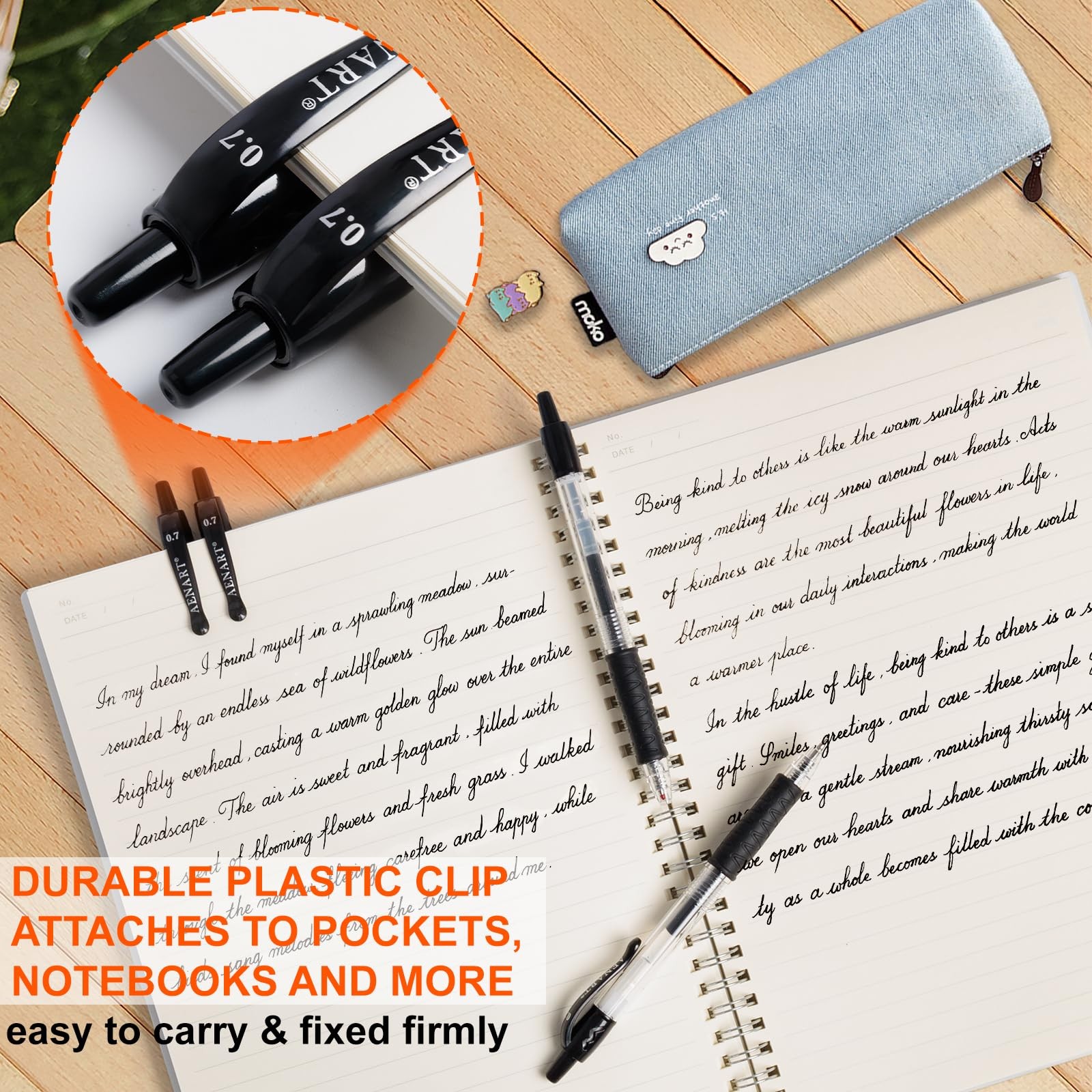 30 Pack Black Gel Pens, Fine Point 0.7Mm, Retractable Rollerball