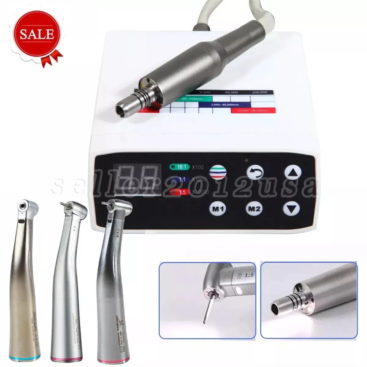 Dental Brushless LED Electric Micro Motor / 1:1 1:5 Increasing Optic Handpiece