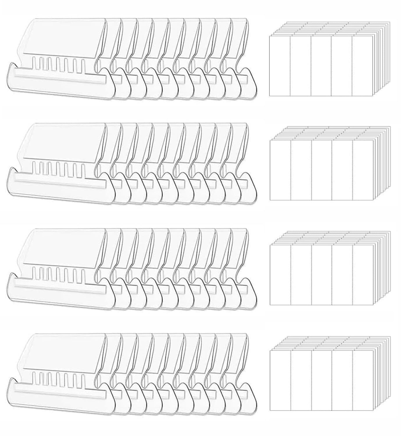 200 Sets File Folder Tabs, Insertable 3.1 x 2.4 x 1.2 inches, Clear (200pcs)