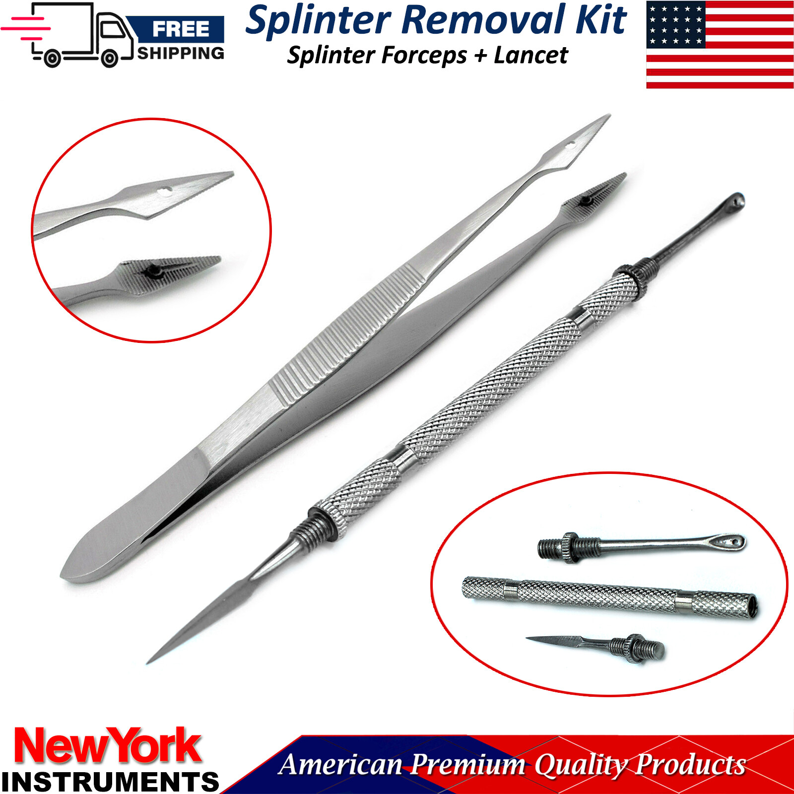 Splinter Removal Kit Splinter Forceps & Lancet Veterinary Surgical Instruments