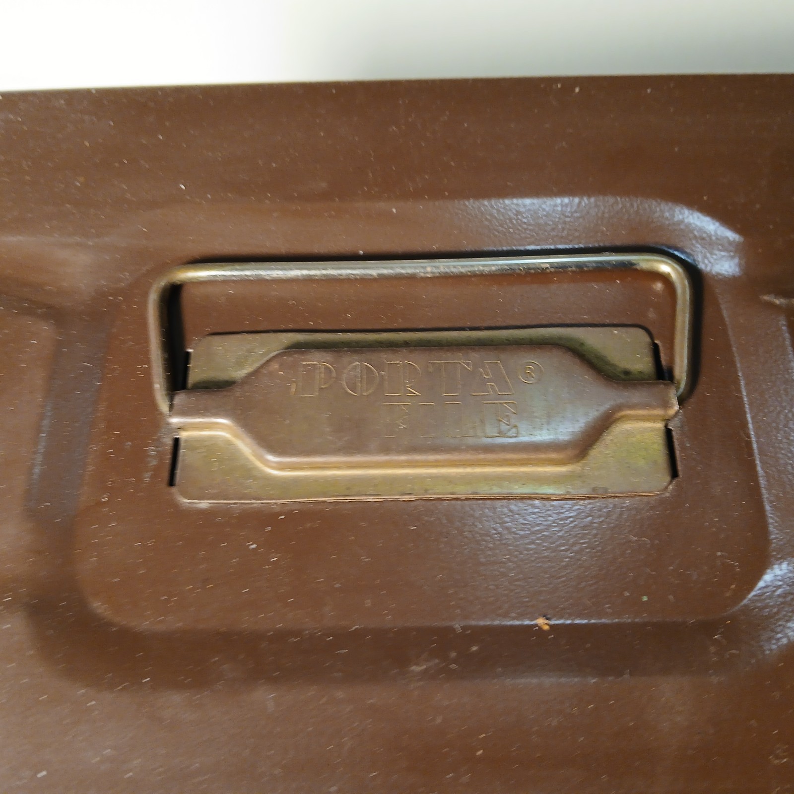 Vtg Ballonoff Porta File Metal Storage Record Box Brwn Grid Graph Pattern No Key