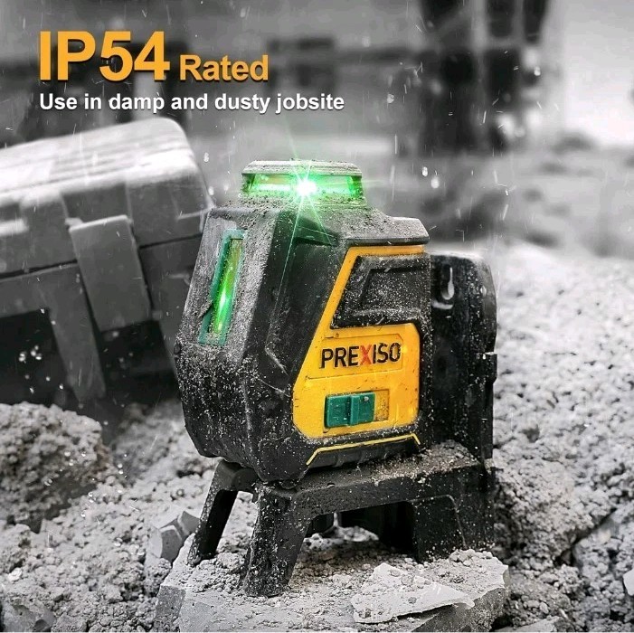 PREXISO 360 Laser Level with Tripod – IP54 Rechargeable Wide Angle Vertical…