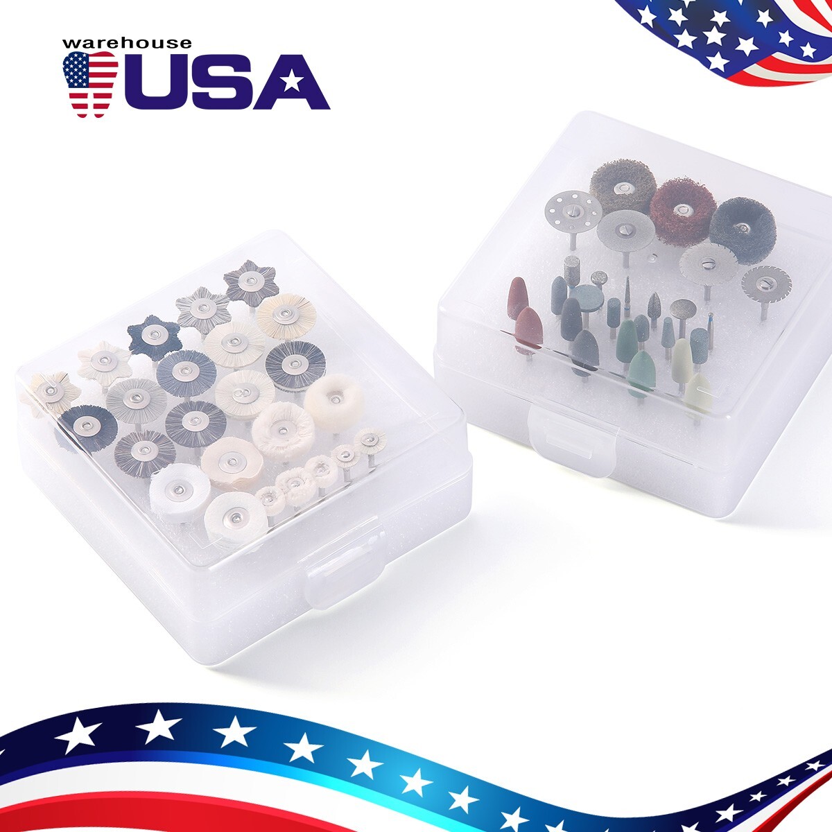 51pcs Dental Diamond Burs Discs Silicon Felt Wheel Polishing Brushs HP Polishers