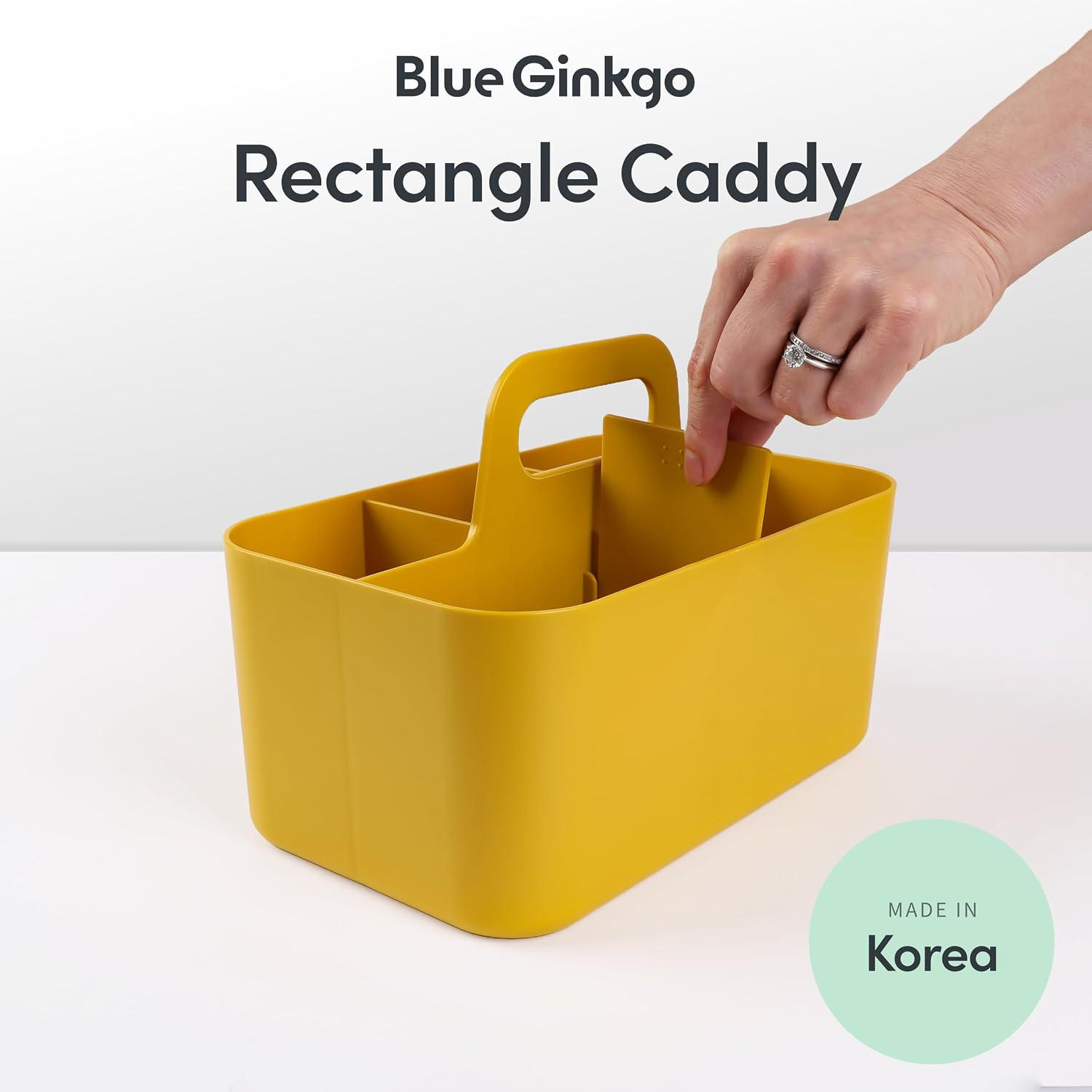 Stackable Organizer Caddy, Rectangle, Yellow, Made in Korea | Portable. Adjustab