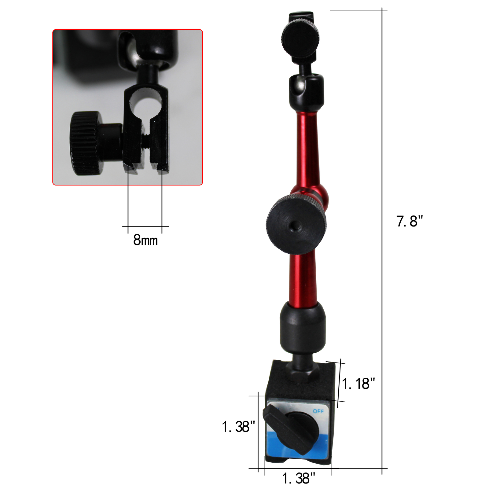 HFS(R) Magnetic Base Adjustable Metal Test Indicator Holder Digital Level 7-3/4″
