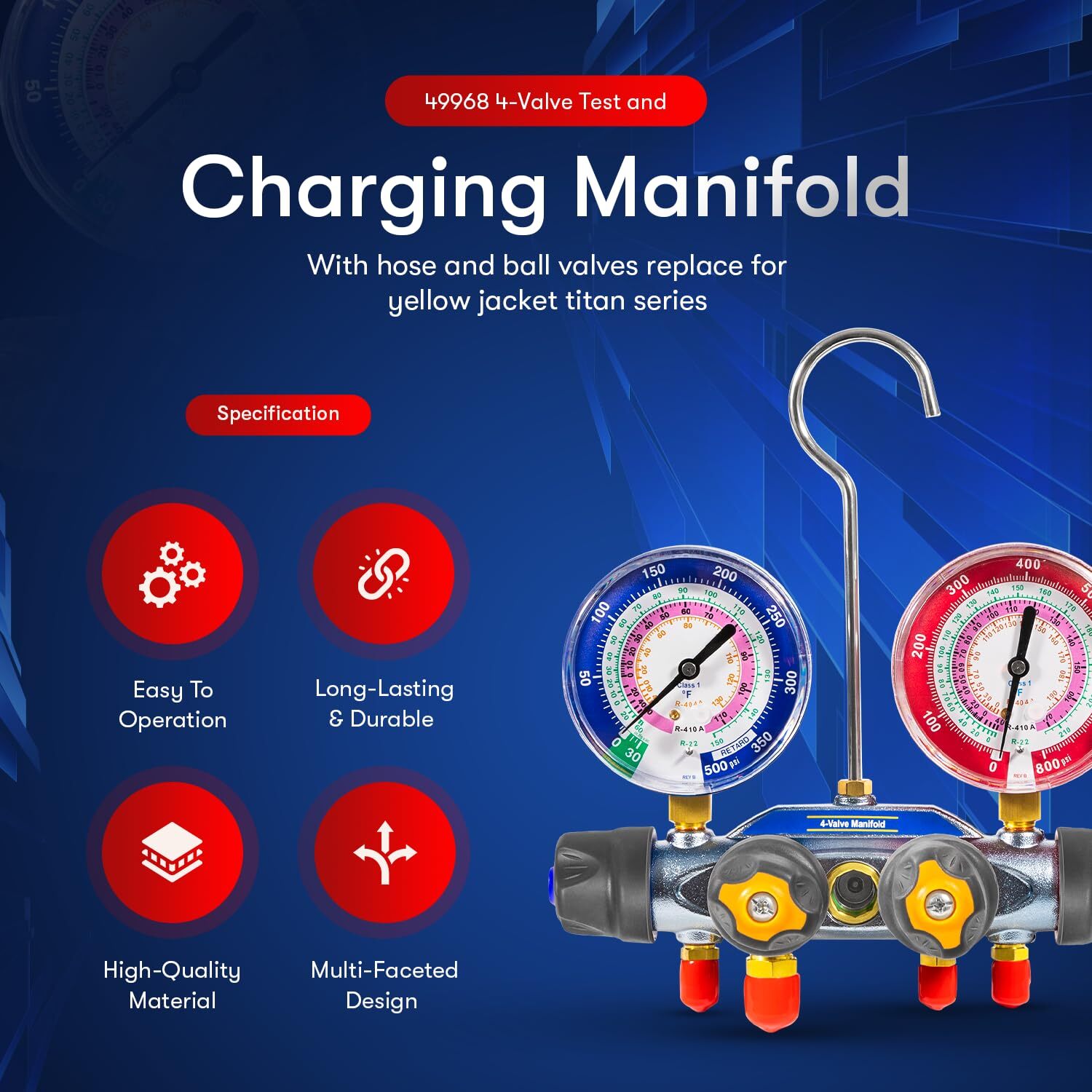 49968 Charging Manifold 4 Valve Test, Yellow Jacket 49968 Charging Manifold