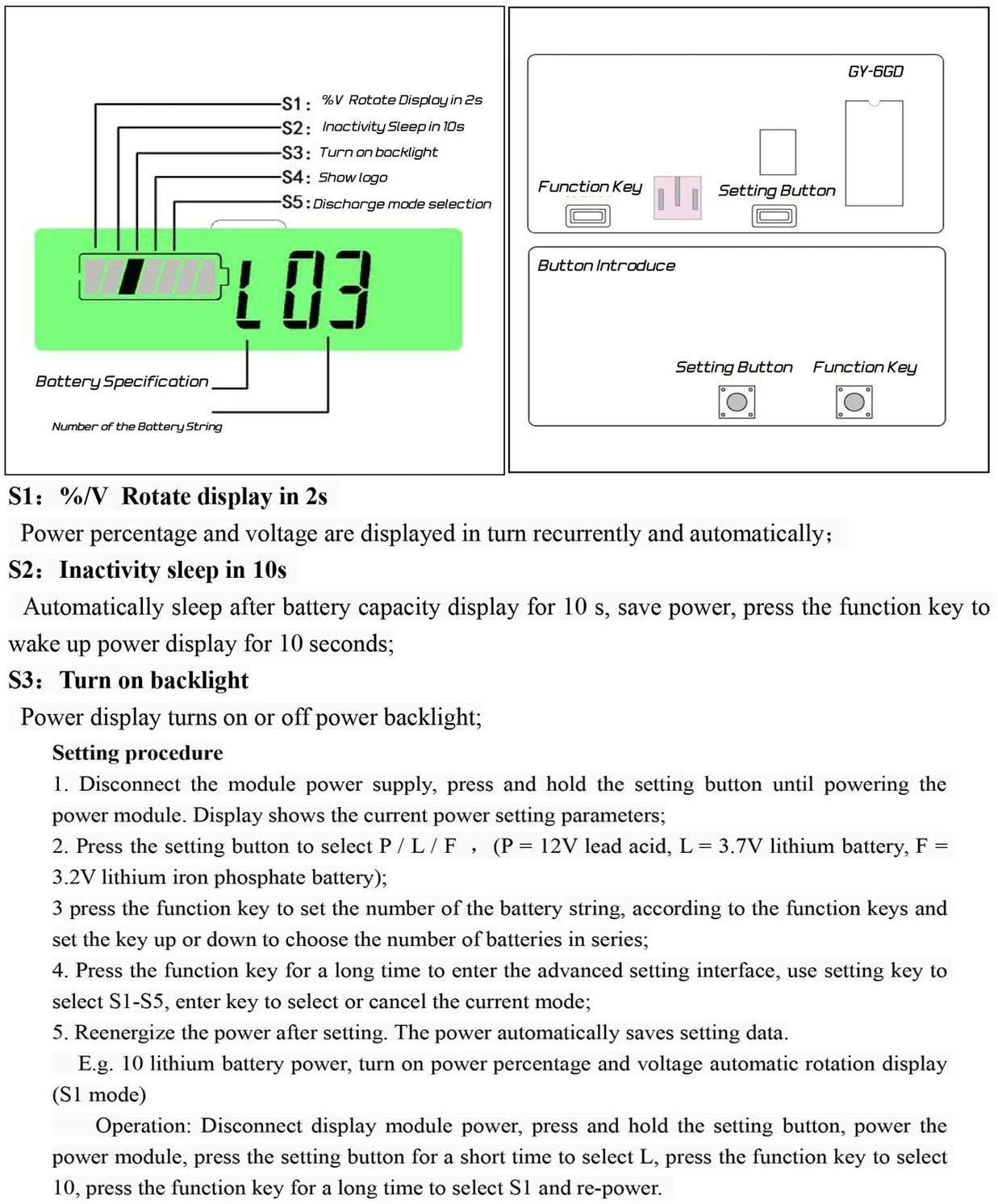 Versatile Digital Battery Meter 12V-84V with Backlit LCD & Low Battery Alarm