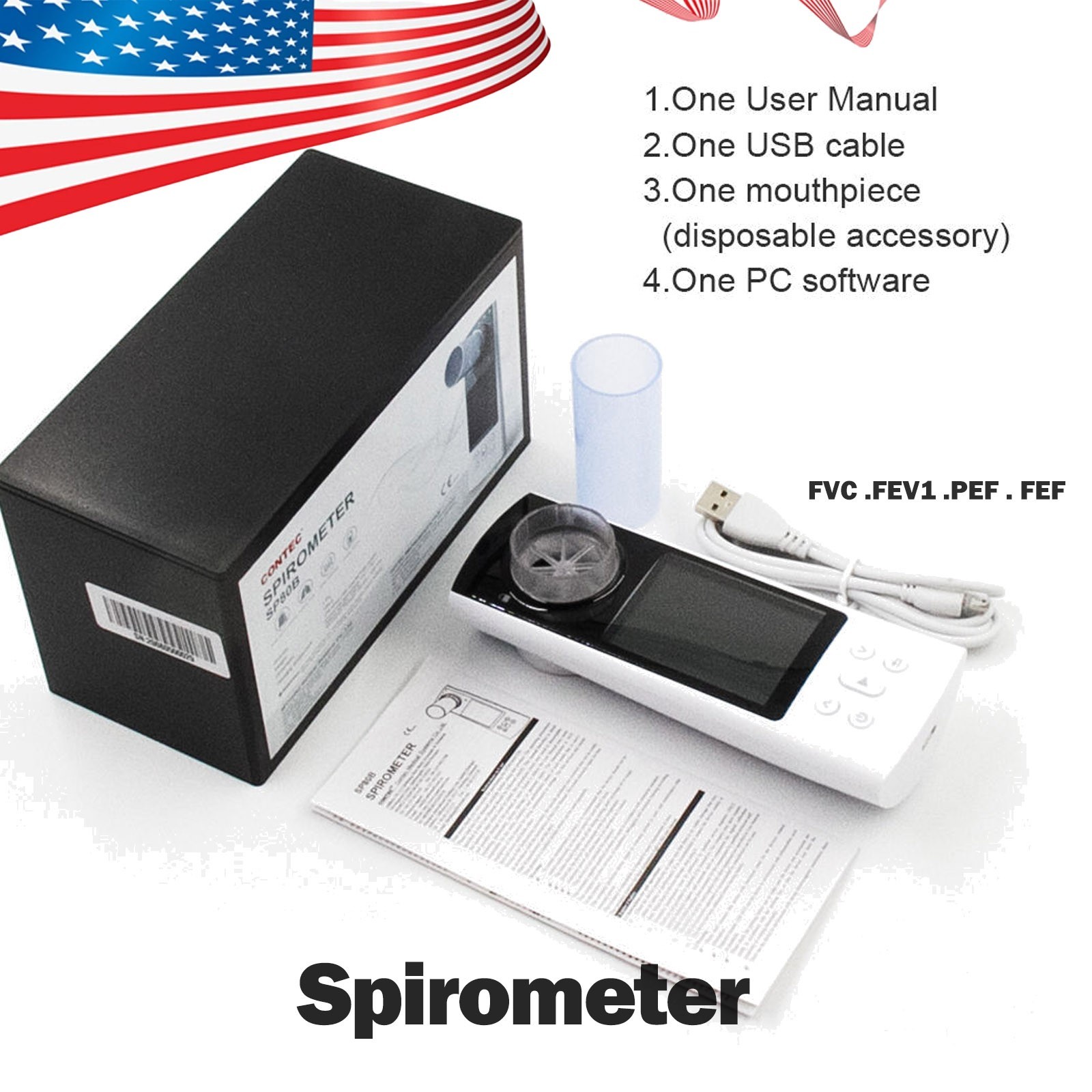 Bluetooth Spirometer – Handheld Lung Function Tester with App SP80B