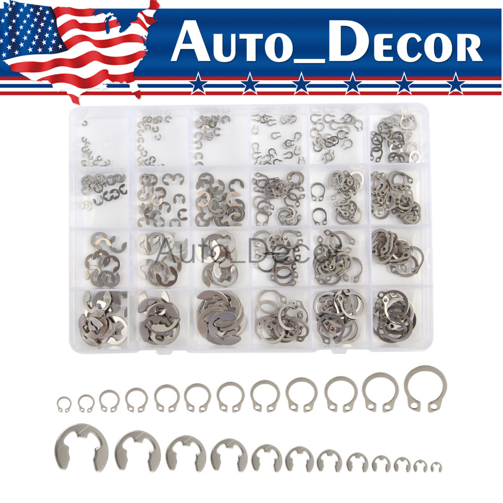 327Pcs 304 Stainless Steel E-Clip Circlip External Retaining Ring Assortment Set