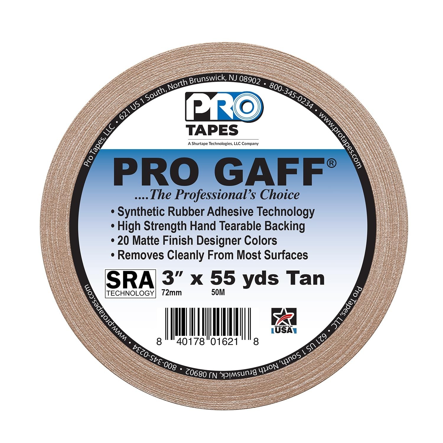 Premium Matte Gaffer’s Tape, 11 mil Thick, 55 Yards, 3″ Wide, Rubber Adhesive, T